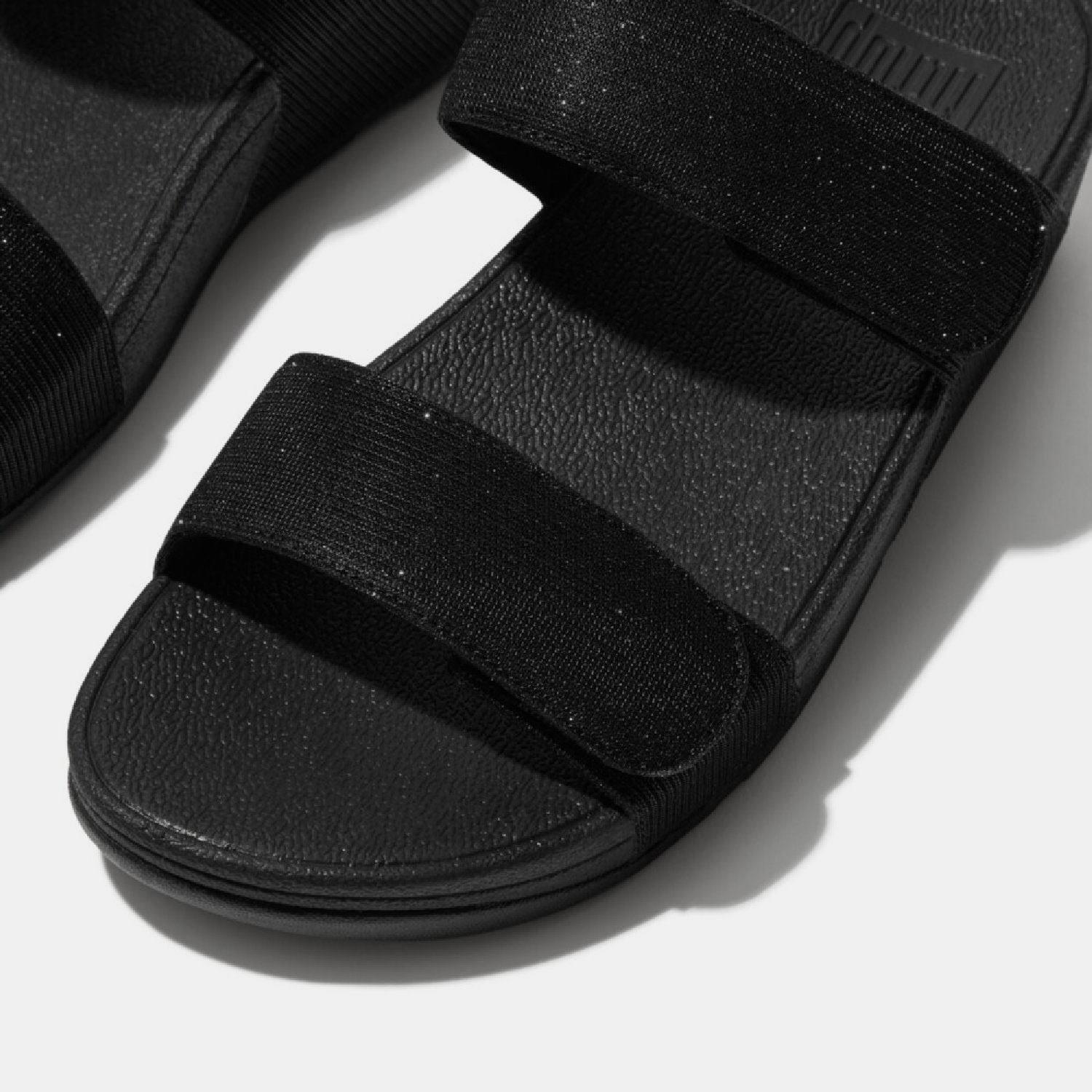 Black - FitFlop - Lulu Adjustable Shimmerlux Sliders - 5