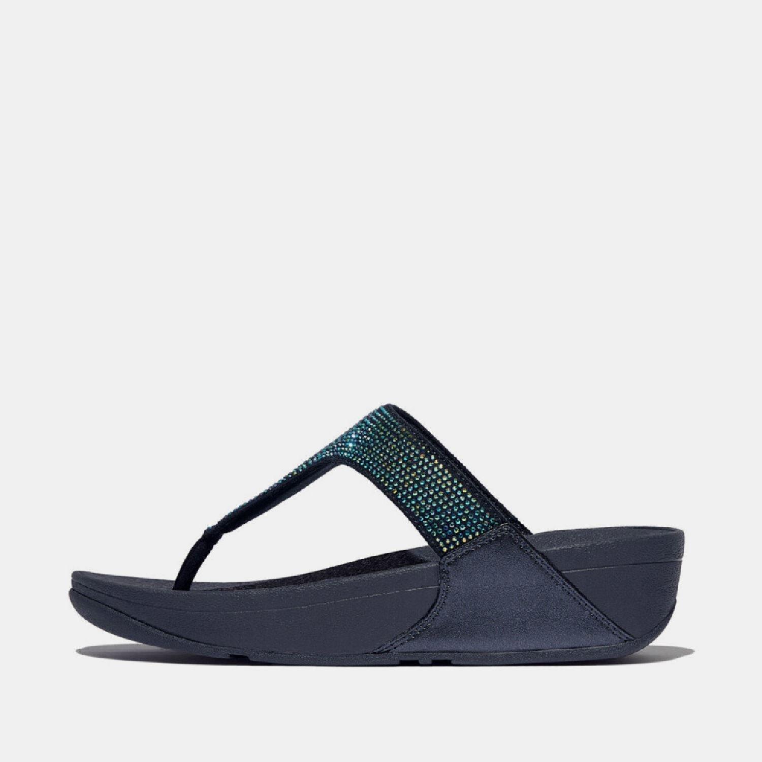 Fitflop Women's Lulu Crystal Toe-Post Sandals - Navy - UK 6.5