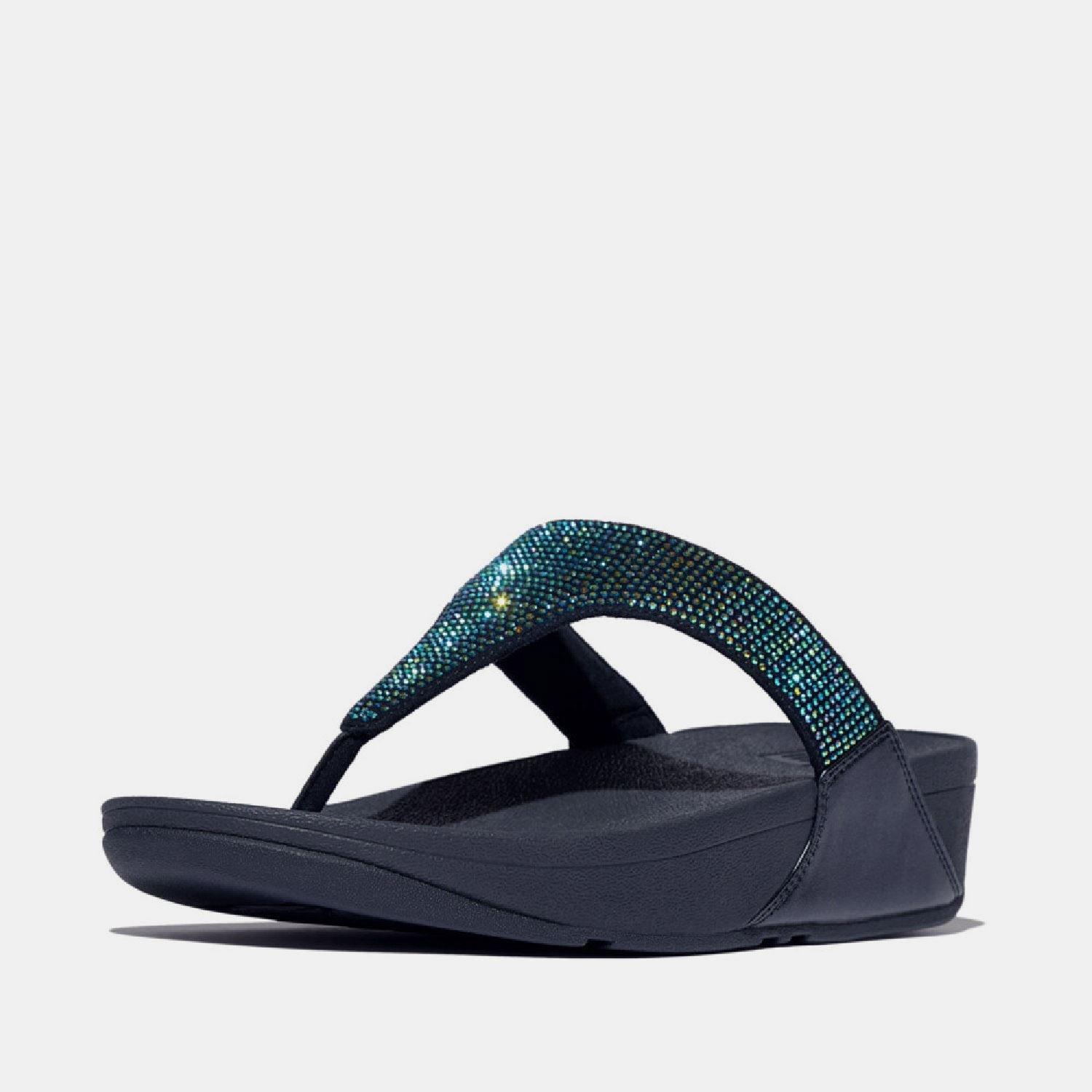 Navy - FitFlop - Lulu Crystal Toe-Post Sandals - 2