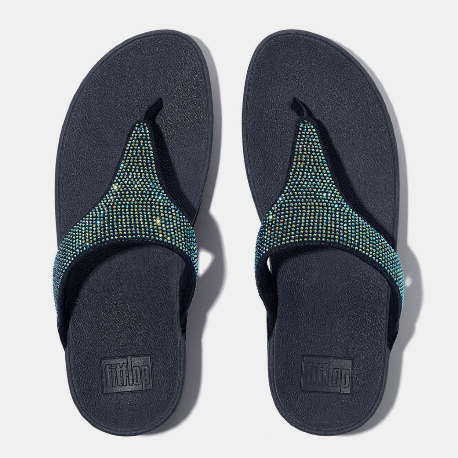Navy - FitFlop - Lulu Crystal Toe-Post Sandals - 3