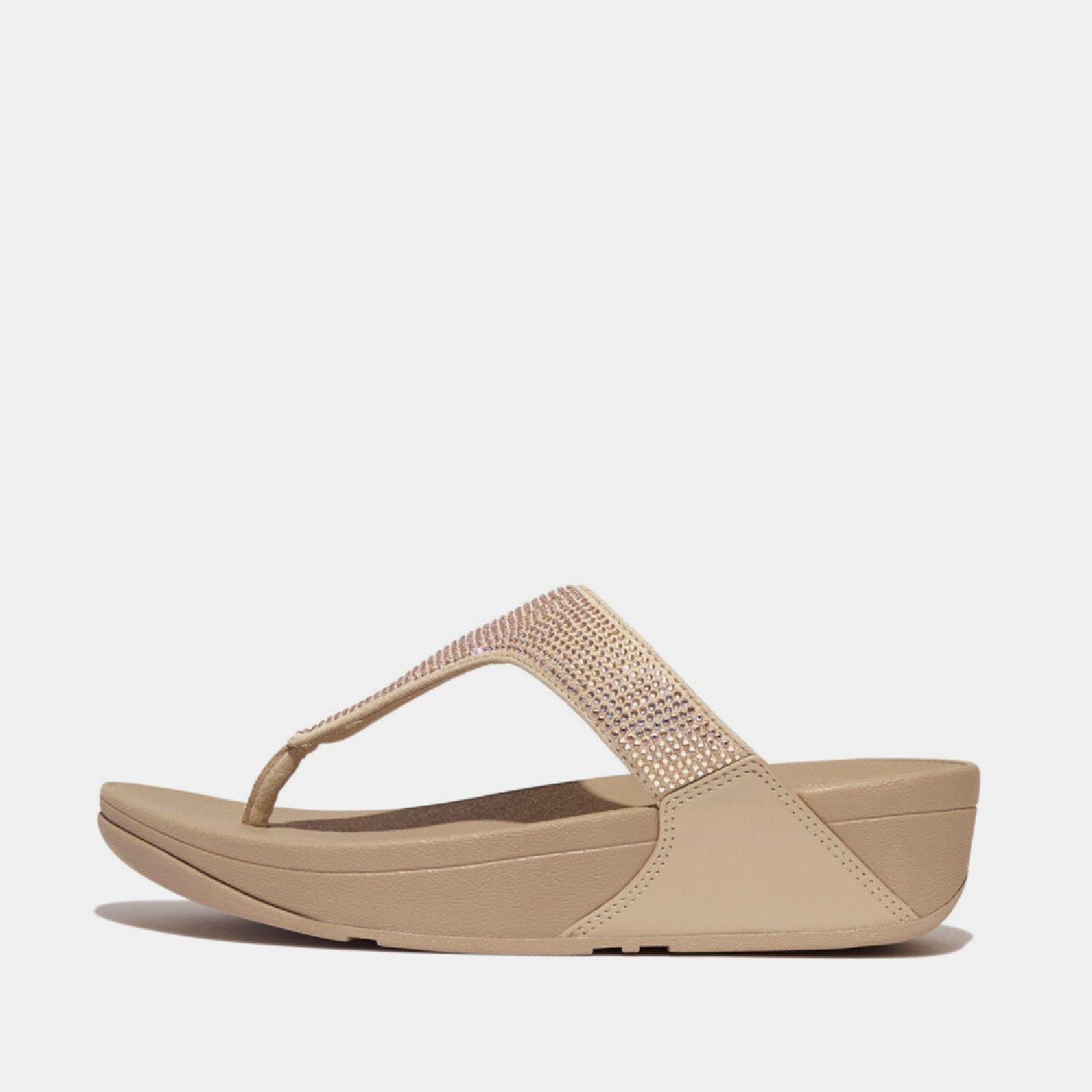 Beige - FitFlop - Lulu Crystal Toe-Post Sandals - 1