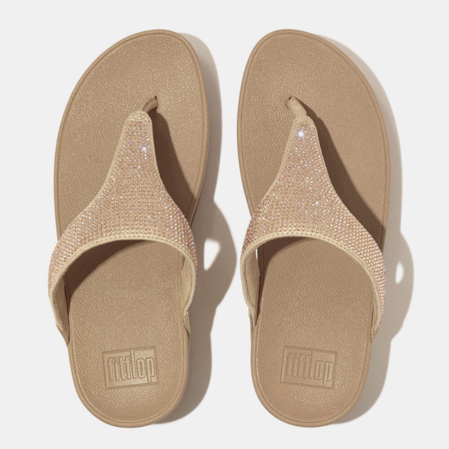 Beige - FitFlop - Lulu Crystal Toe-Post Sandals - 3