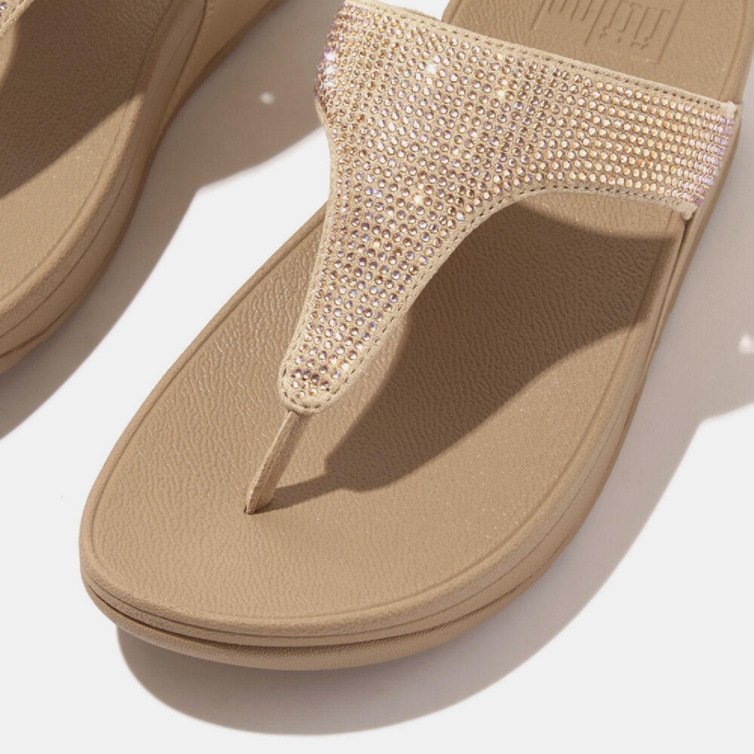 Beige - FitFlop - Lulu Crystal Toe-Post Sandals - 5