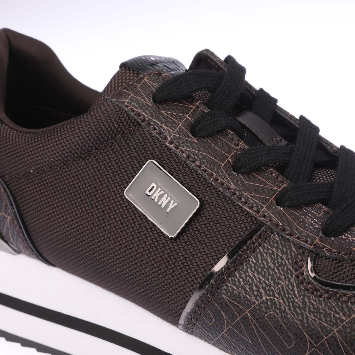 Brown - DKNY - Davie Lace Up Wedge Trainers - 5