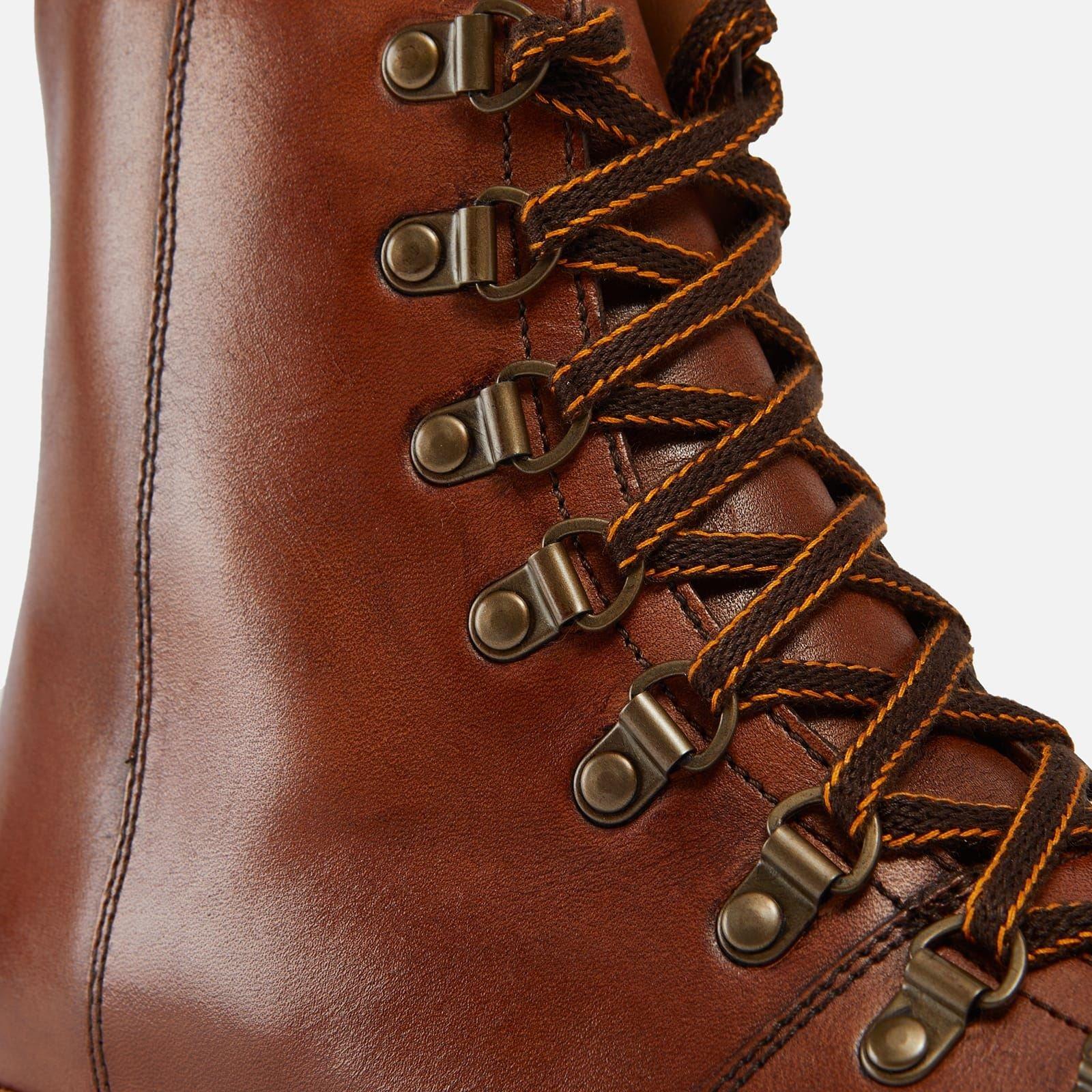 Tan - Grenson - Nanette Hand Painted Leather Hiking Style Boots - 4