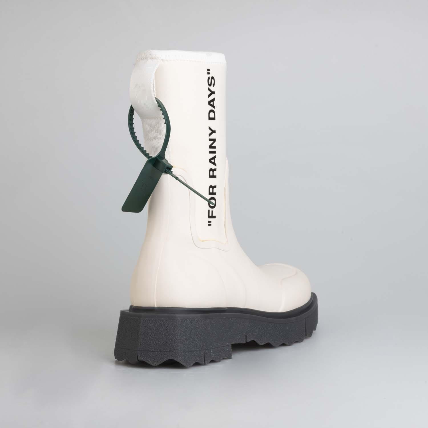 White Black - Off White - Sponge Rubber Rain Boots - 3