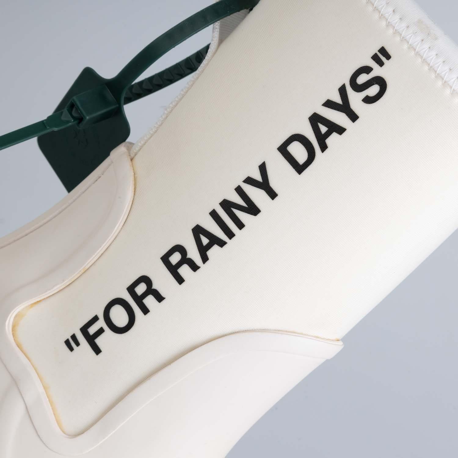 White Black - Off White - Sponge Rubber Rain Boots - 4