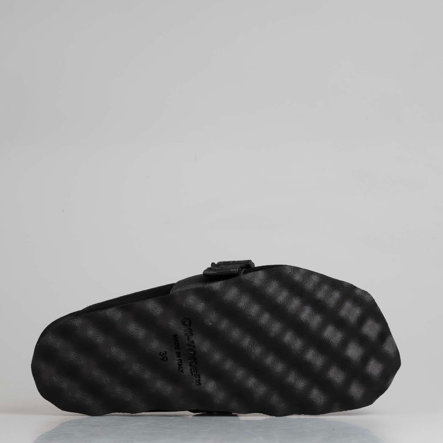 Black - Off White - Suede Industrial Belt Sabot Shoes - 4