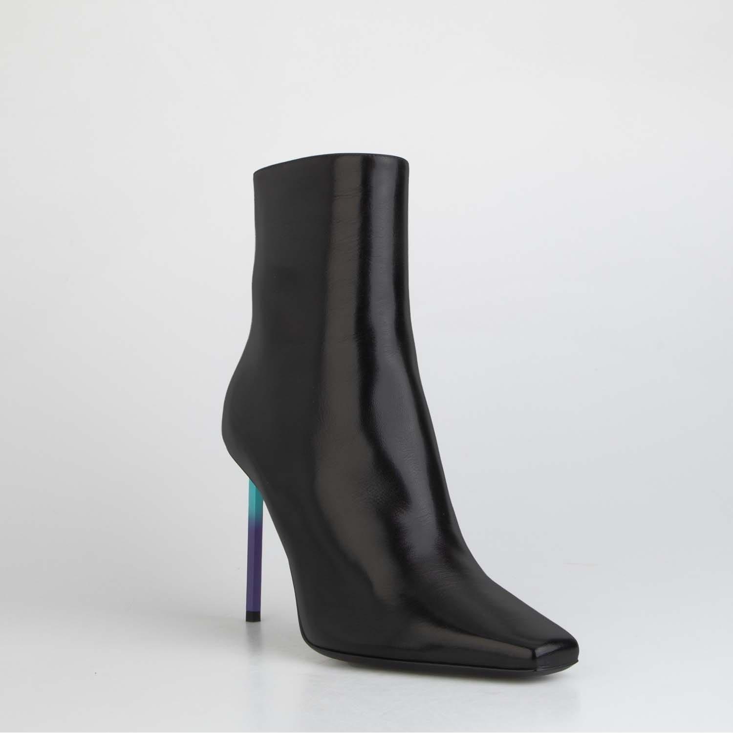 Black Blue - Off White - Women's Nappa Grad High Allen Ankle Boots, Robust Zipper - 2