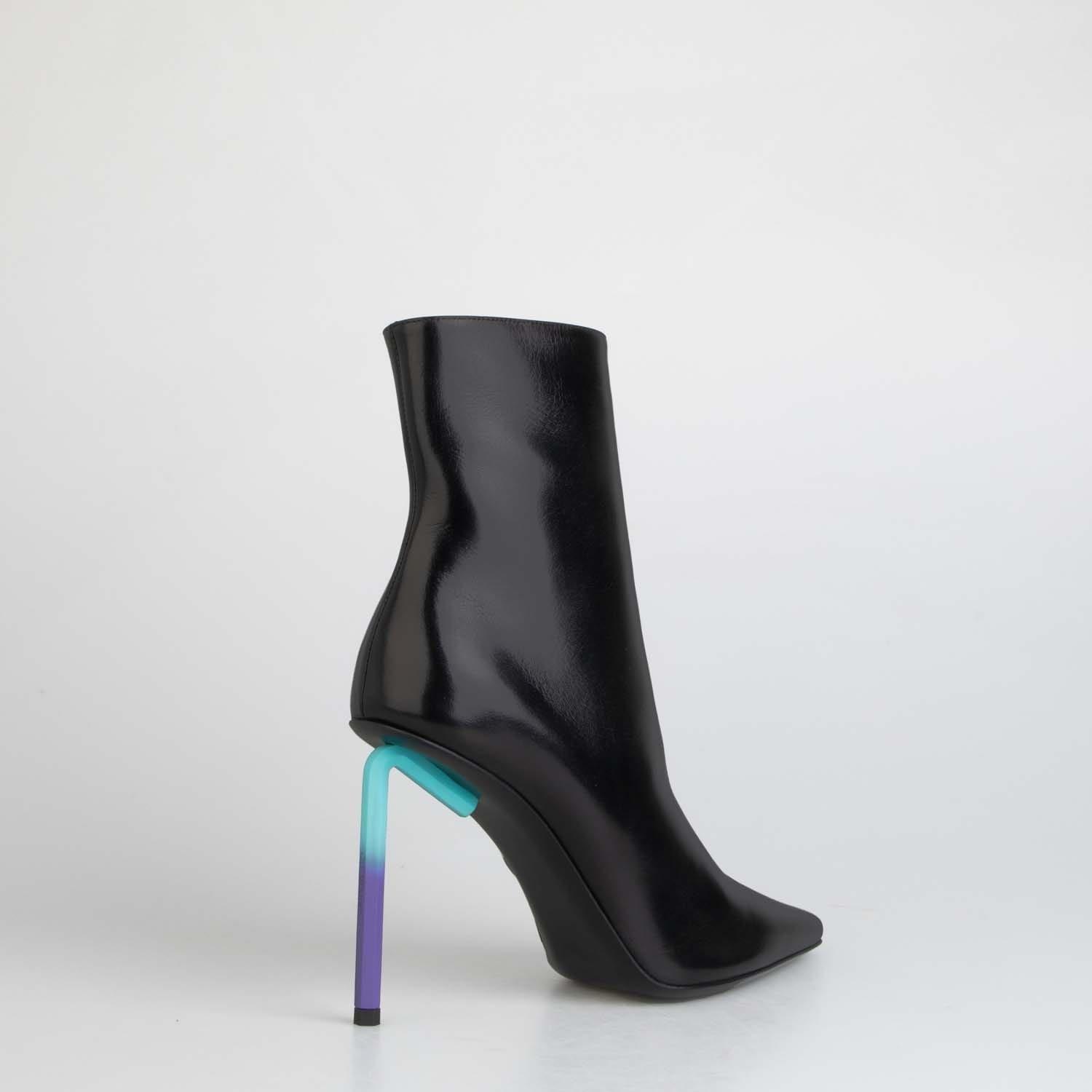 Black Blue - Off White - Women's Nappa Grad High Allen Ankle Boots, Robust Zipper - 3