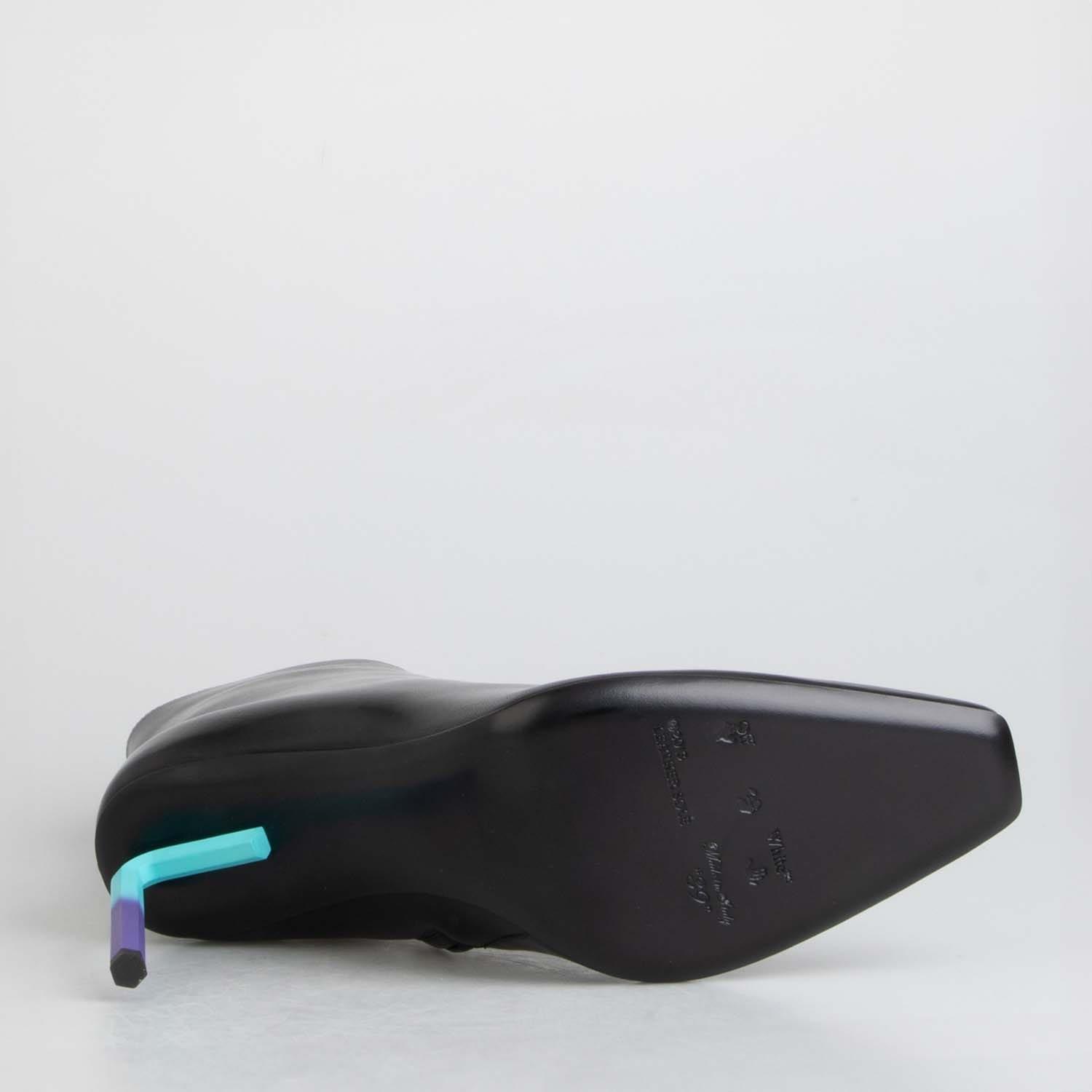 Black Blue - Off White - Women's Nappa Grad High Allen Ankle Boots, Robust Zipper - 4