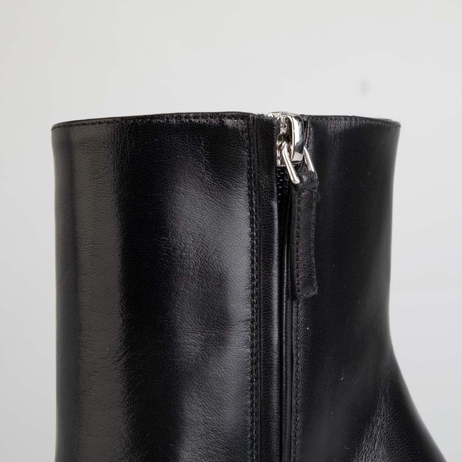 Black Blue - Off White - Women's Nappa Grad High Allen Ankle Boots, Robust Zipper - 5