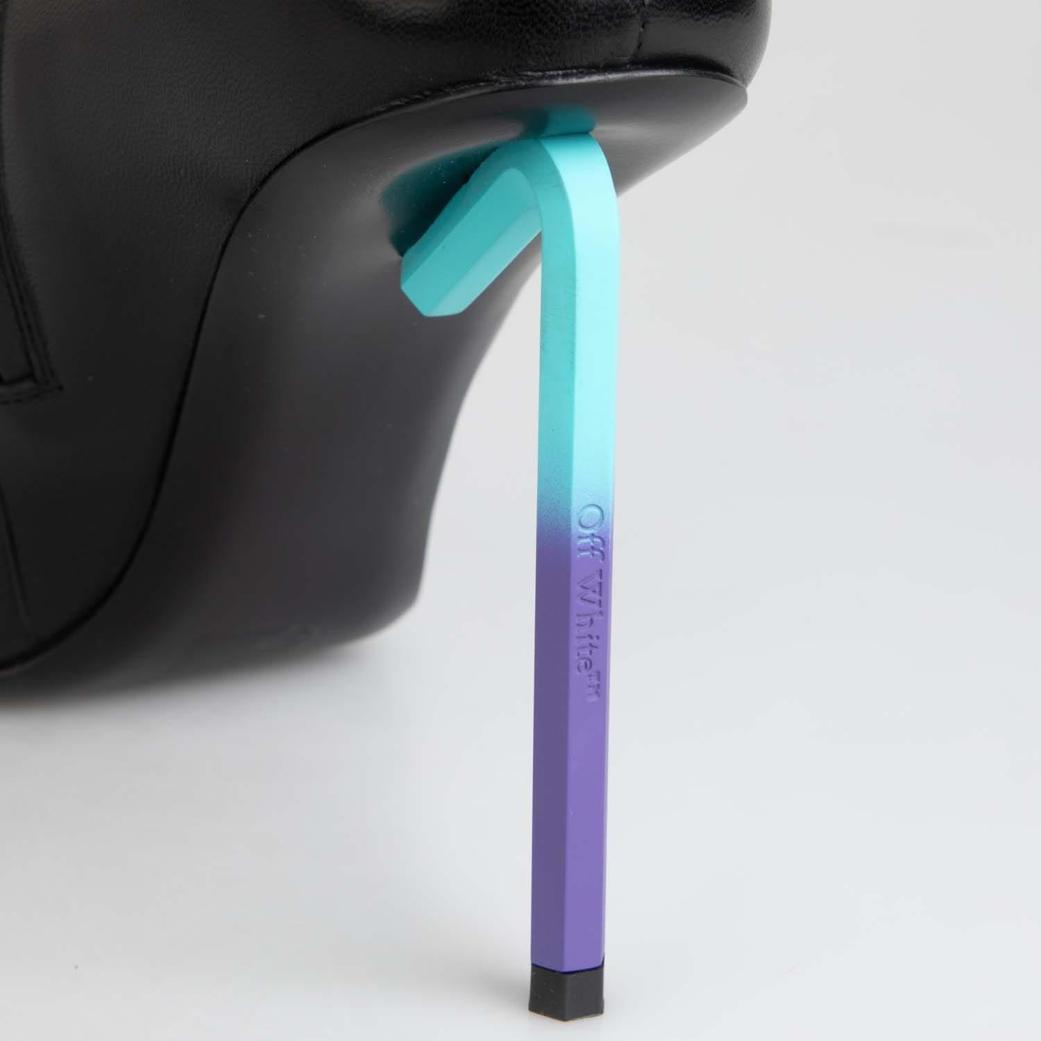 Black Blue - Off White - Women's Nappa Grad High Allen Ankle Boots, Robust Zipper - 6