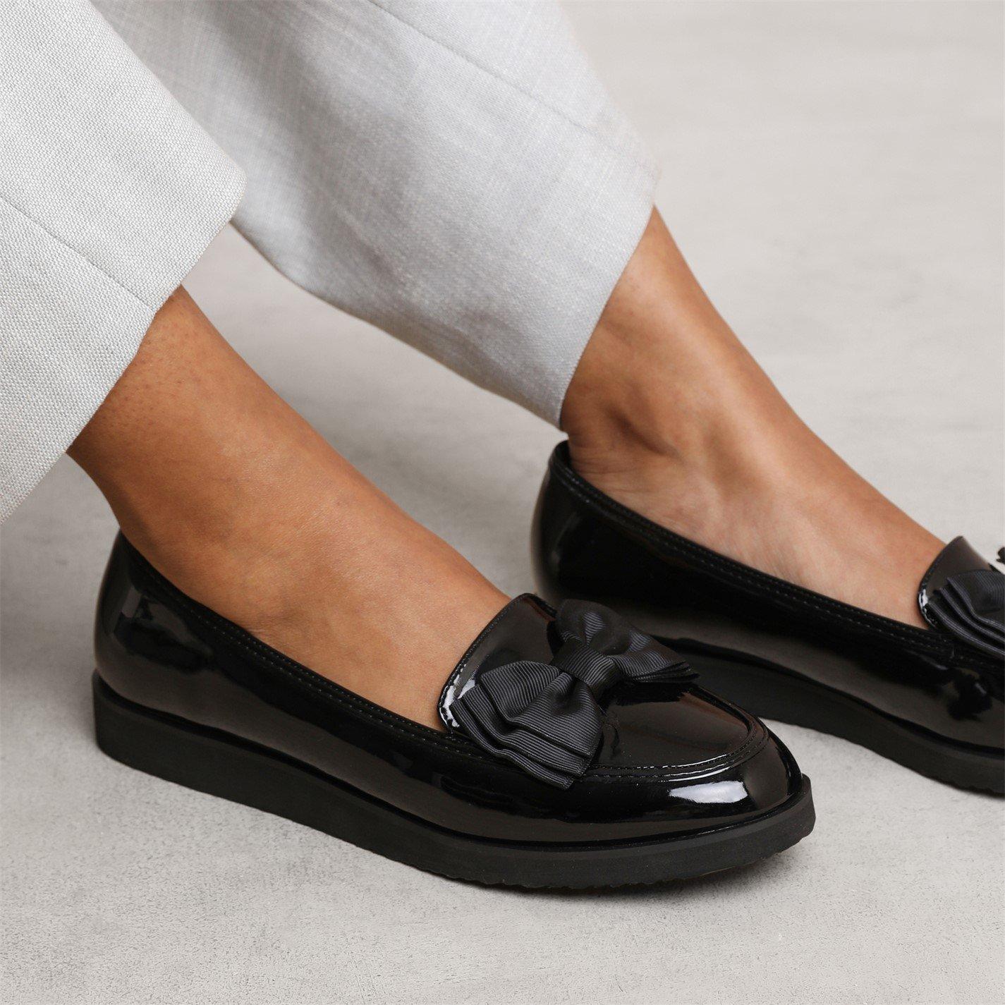 Black Patent - Wheres That From - Slip On Loafer With Bow Detail - 2