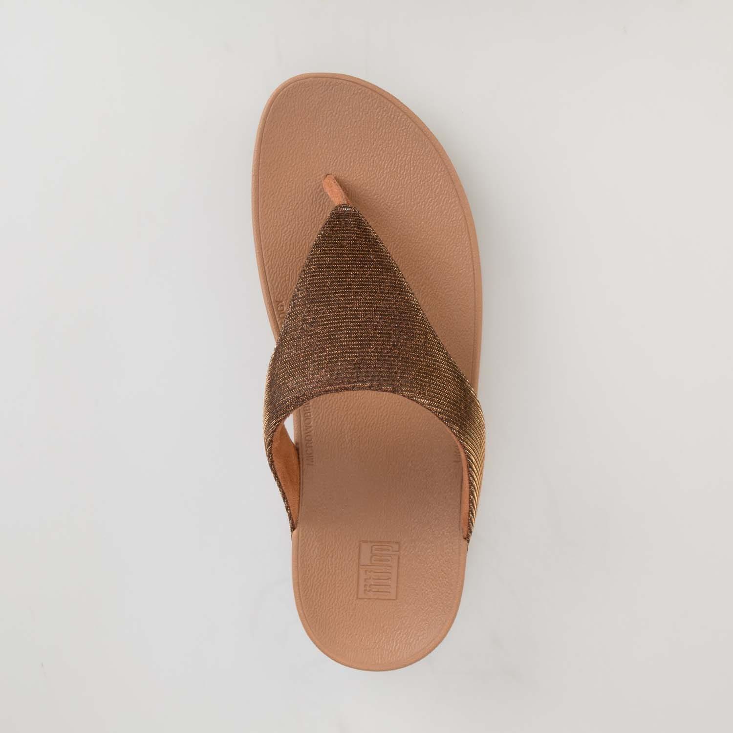 Bronze - Fitflop - Lottie Glitzy Toe Thong Sandals - 5