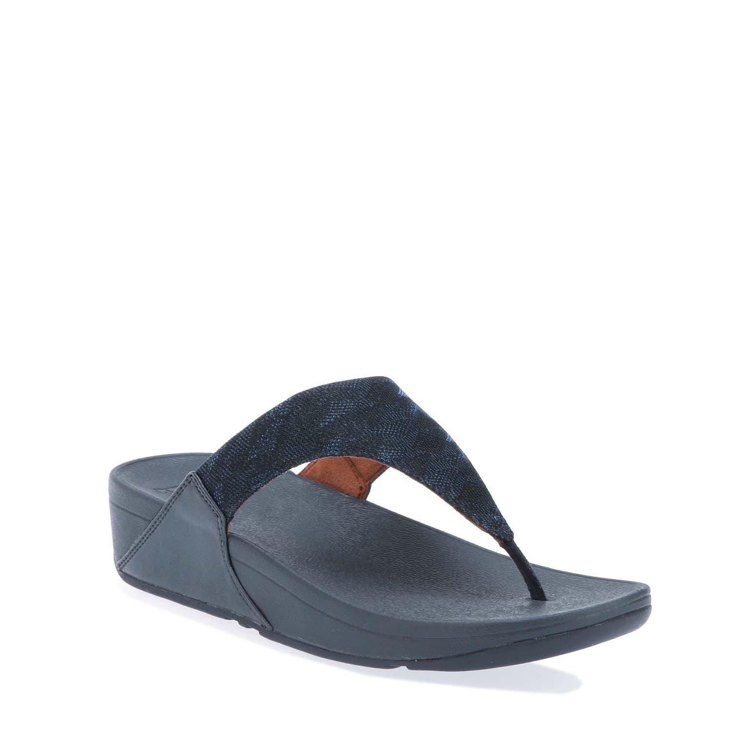 Navy - Fitflop - Lulu Glitz Toe-Post Sandals - 3