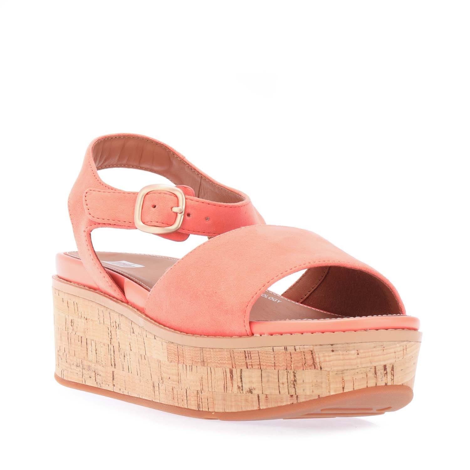 Coral - Fitflop - Eloise Suede Back-Strap Wedge Sandals - 2