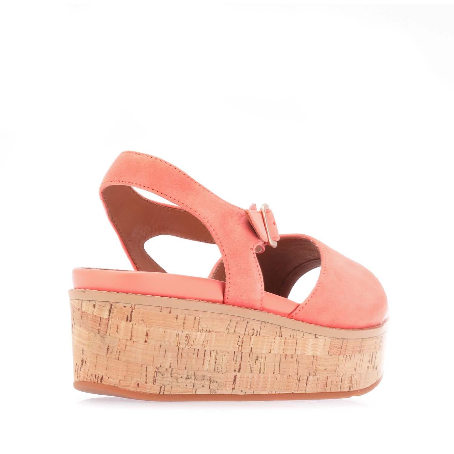 Coral - Fitflop - Eloise Suede Back-Strap Wedge Sandals - 3