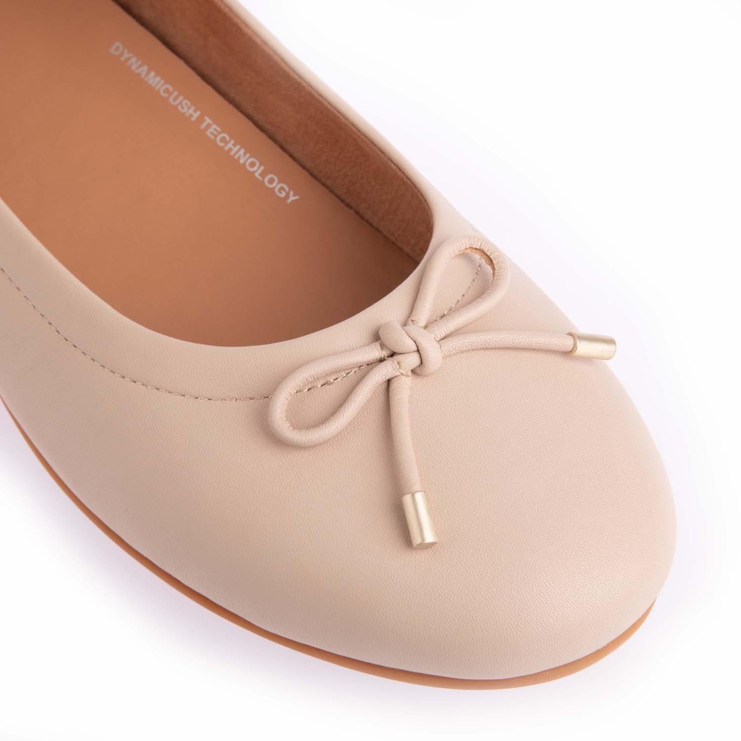 Stone - Fitflop - Allegro Bow Leather Ballerina Pumps - 5