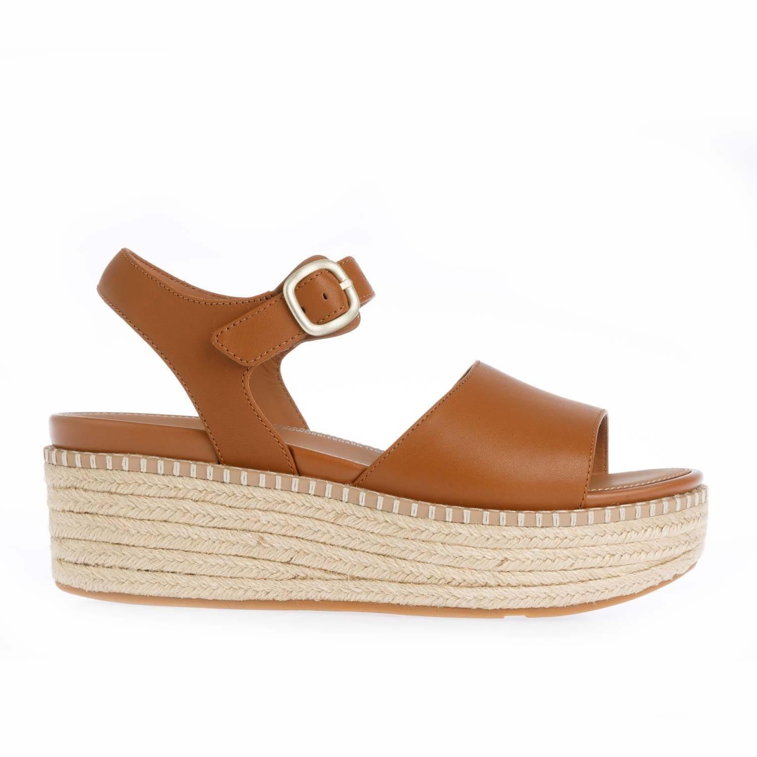 Tan - FitFlop - Eloise Espadrille Back-Strap Wedge Sandals - 1