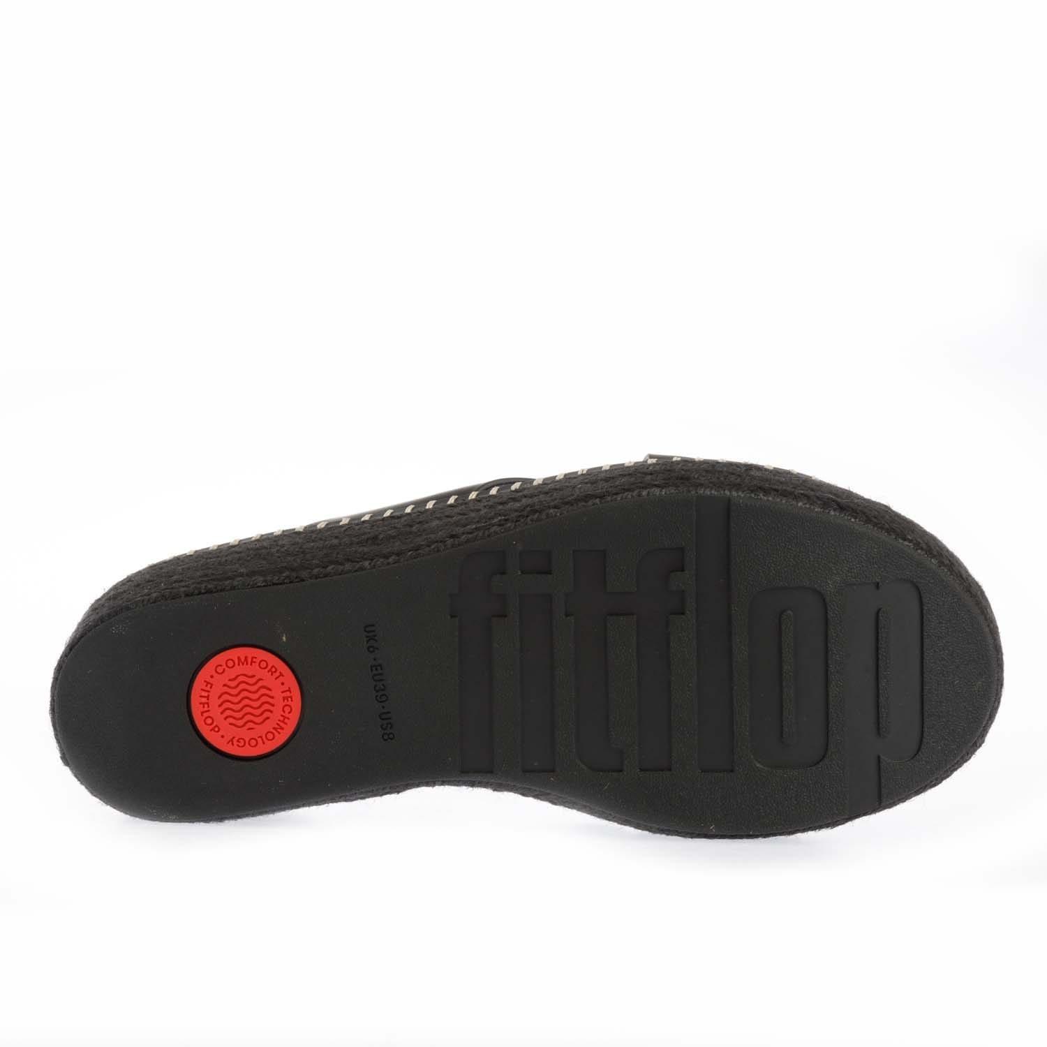 Black - Fitflop - Eloise Espadrille Wedge Cross Slide Sandals - 4