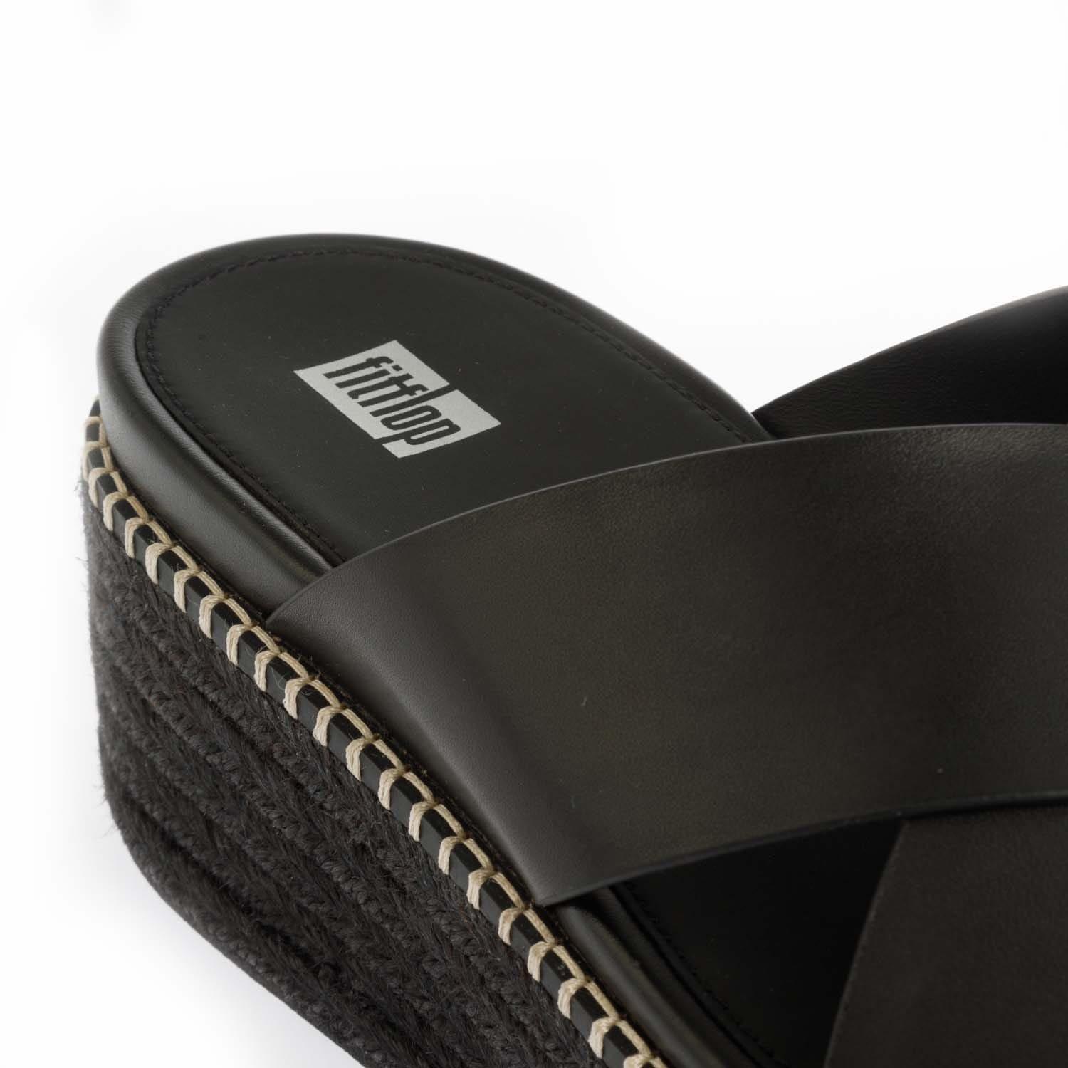 Black - Fitflop - Eloise Espadrille Wedge Cross Slide Sandals - 5