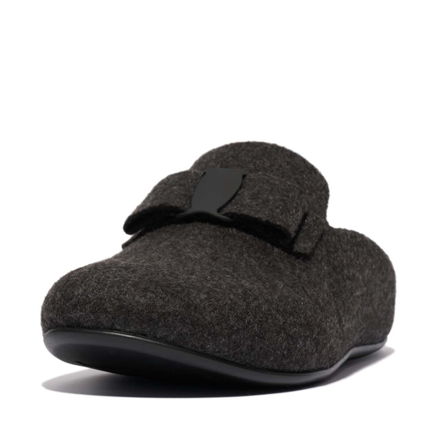 Black - Fitflop - Chrissie II Haus e01 Bow Felt Slippers - 2