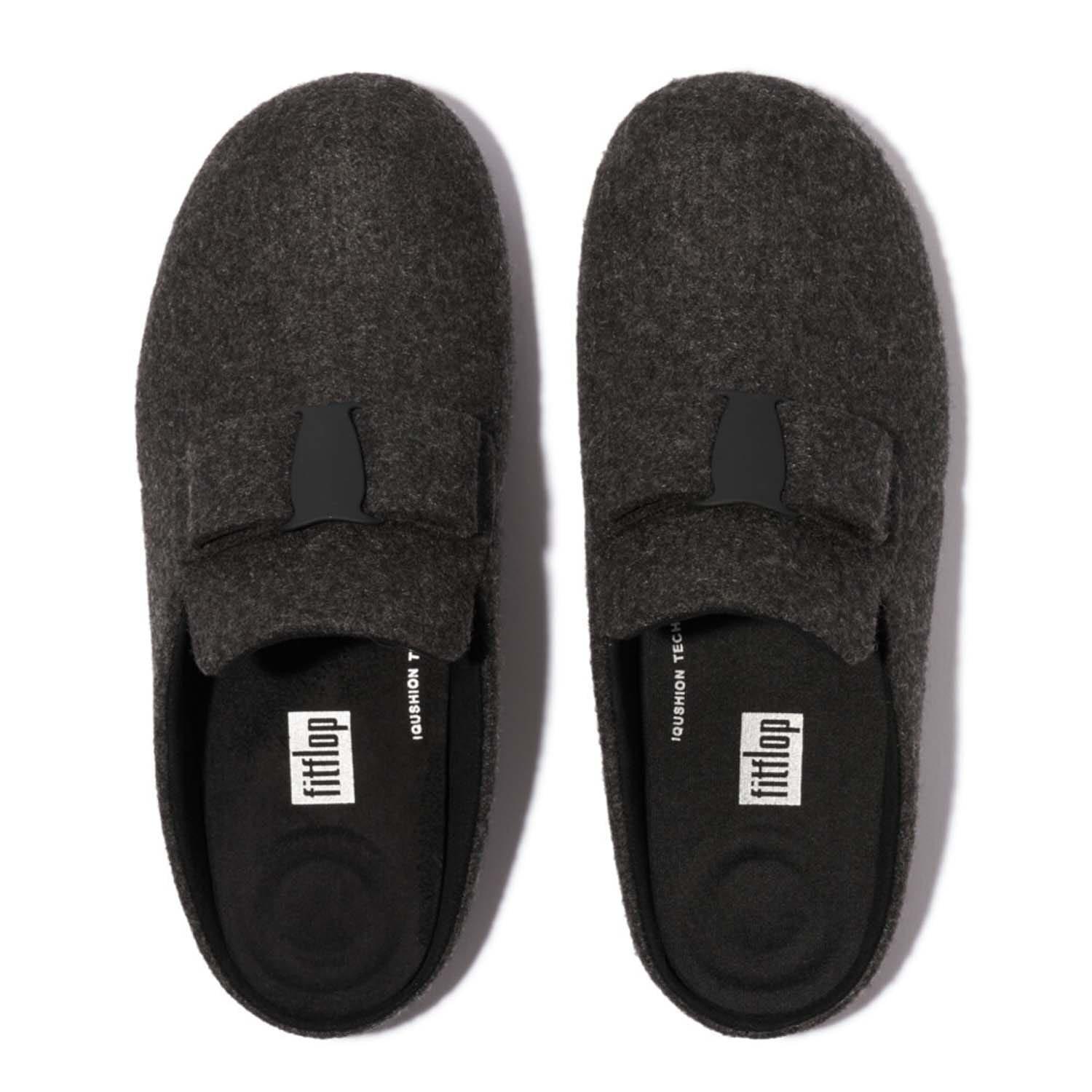 Black - Fitflop - Chrissie II Haus e01 Bow Felt Slippers - 4