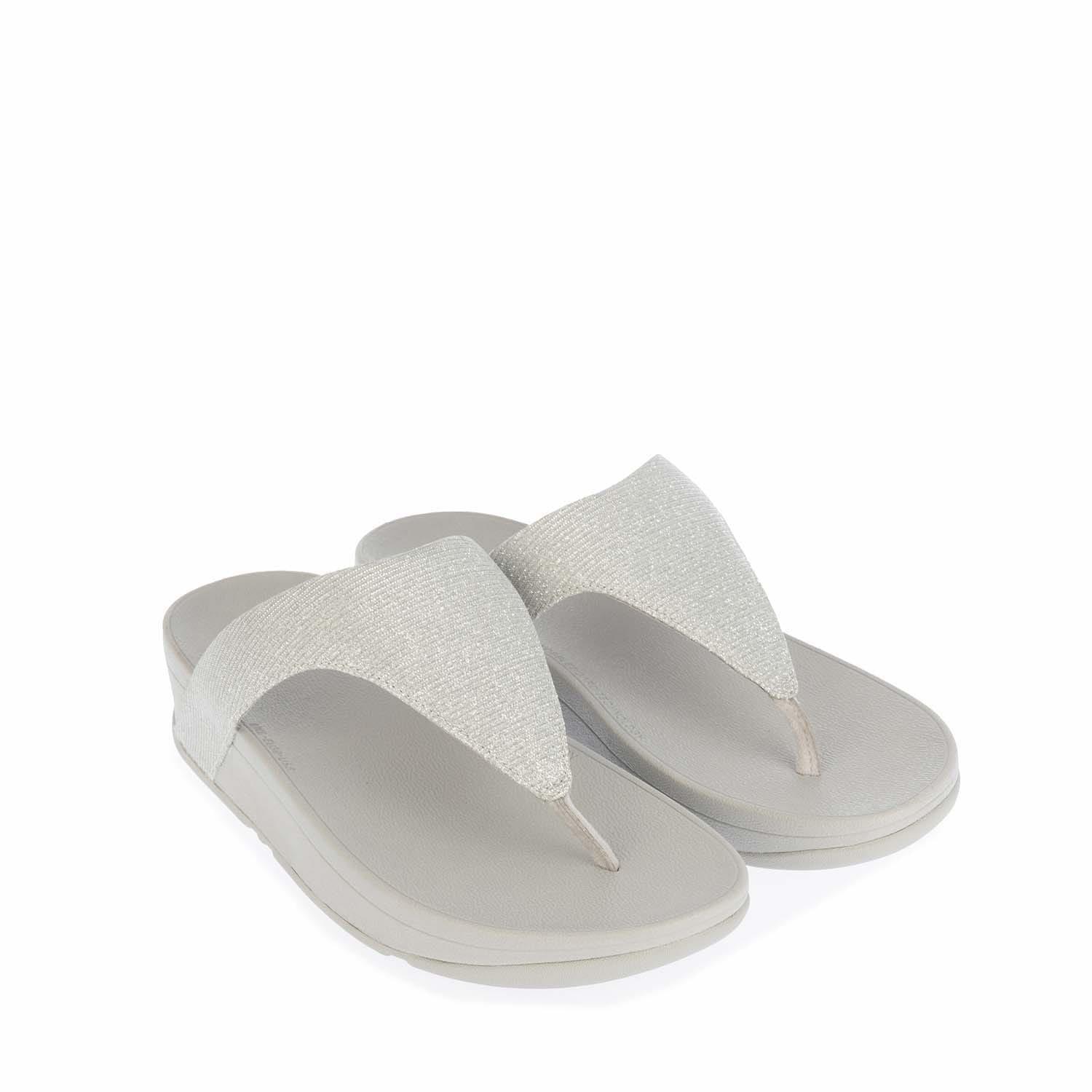 Silver - FitFlop - Lottie Glitzy Toe Thong Sandals - 1