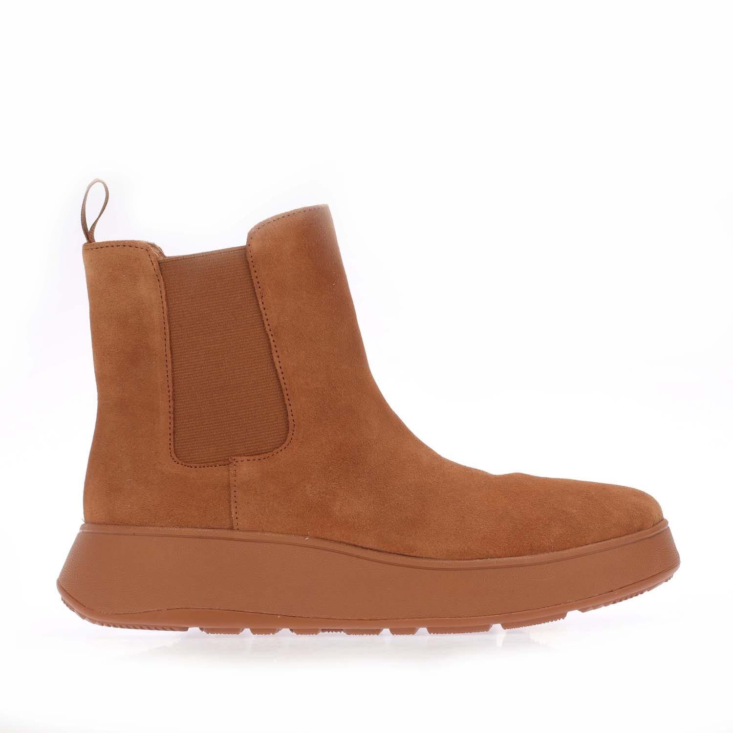 Tan - FitFlop - F-Mode Suede Flatform Chelsea Boots - 1