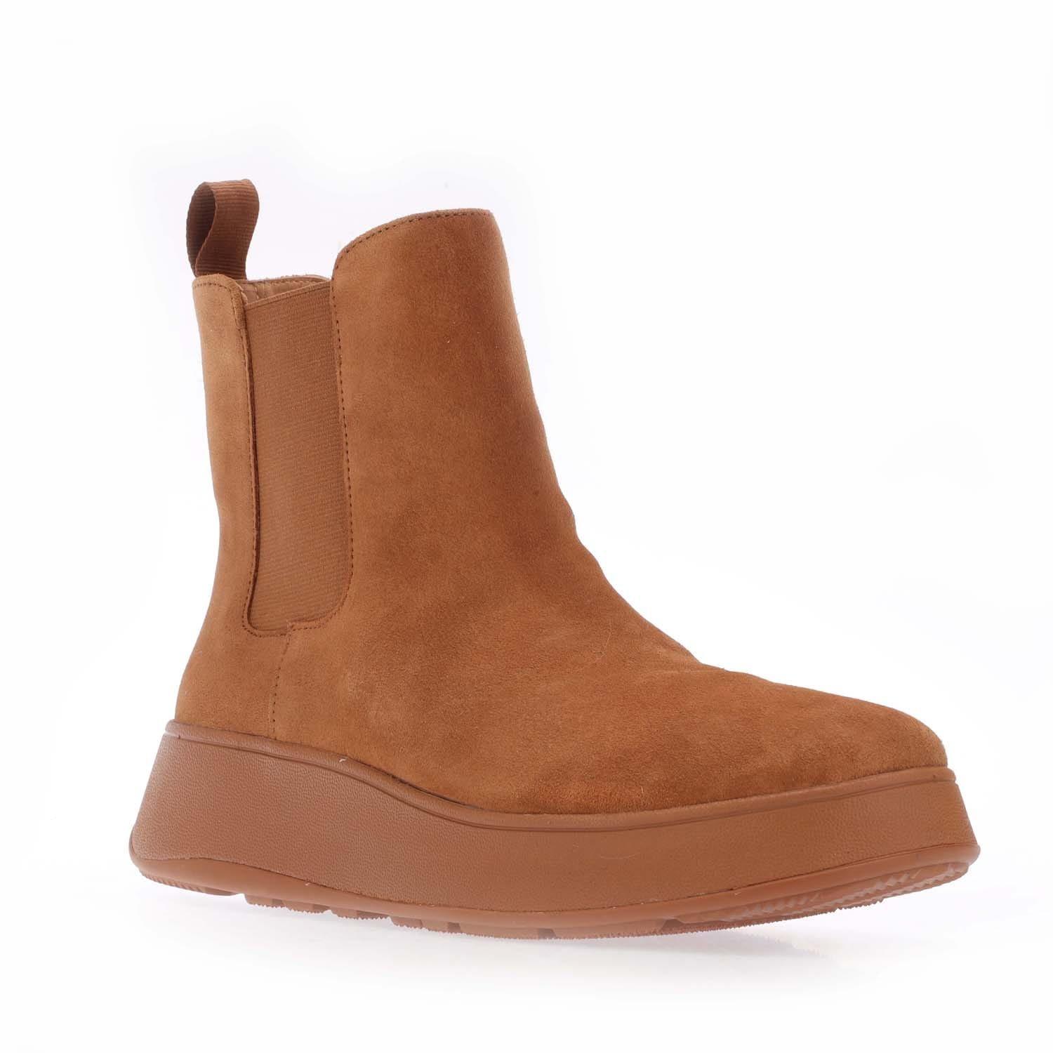 Tan - Fitflop - F-Mode Suede Flatform Chelsea Boots - 2