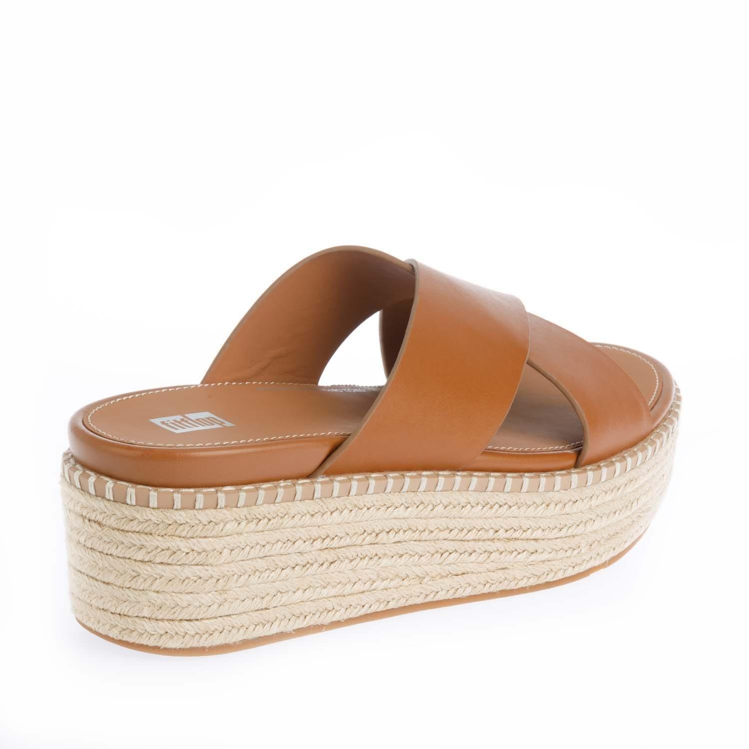 Tan - Fitflop - Eloise Espadrille Wedge Cross Slide Sandals - 3