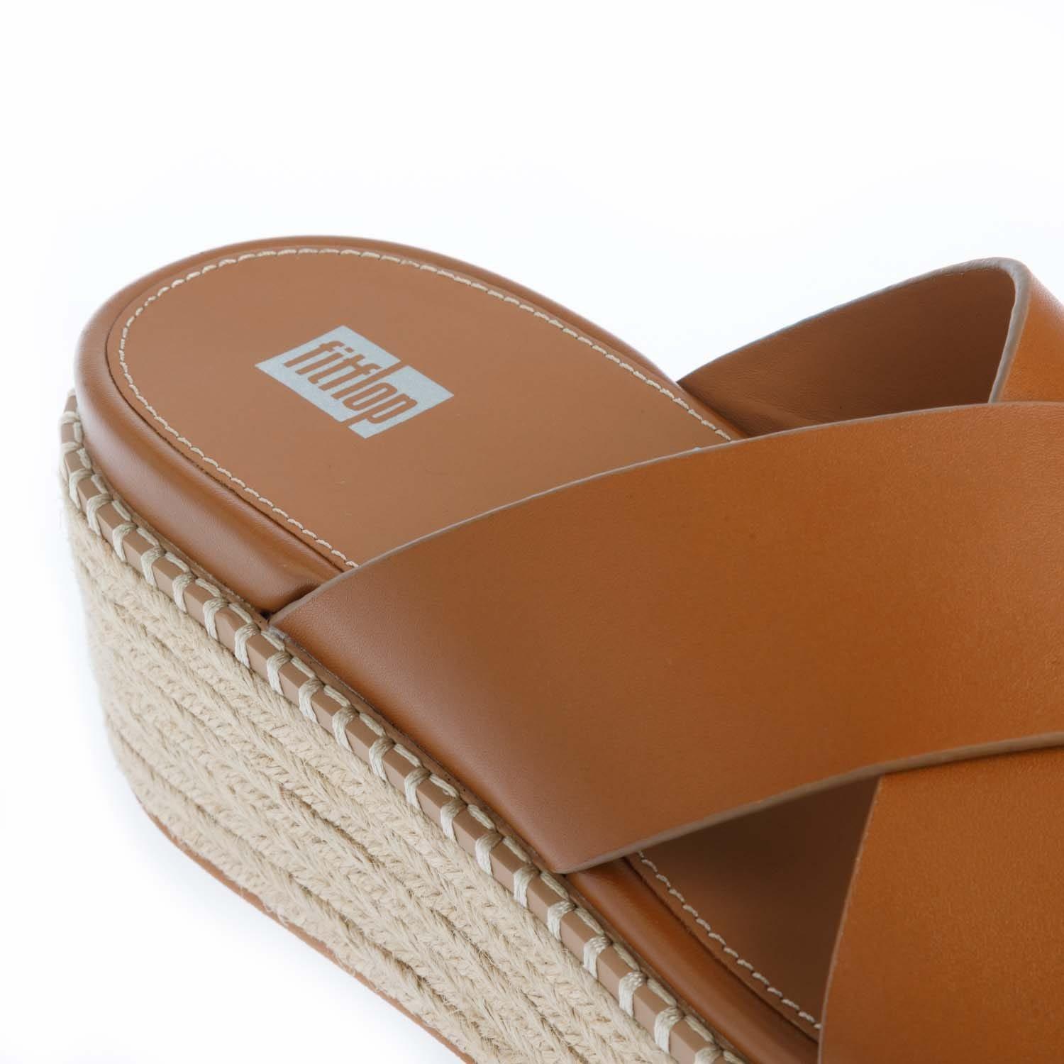 Tan - Fitflop - Eloise Espadrille Wedge Cross Slide Sandals - 5