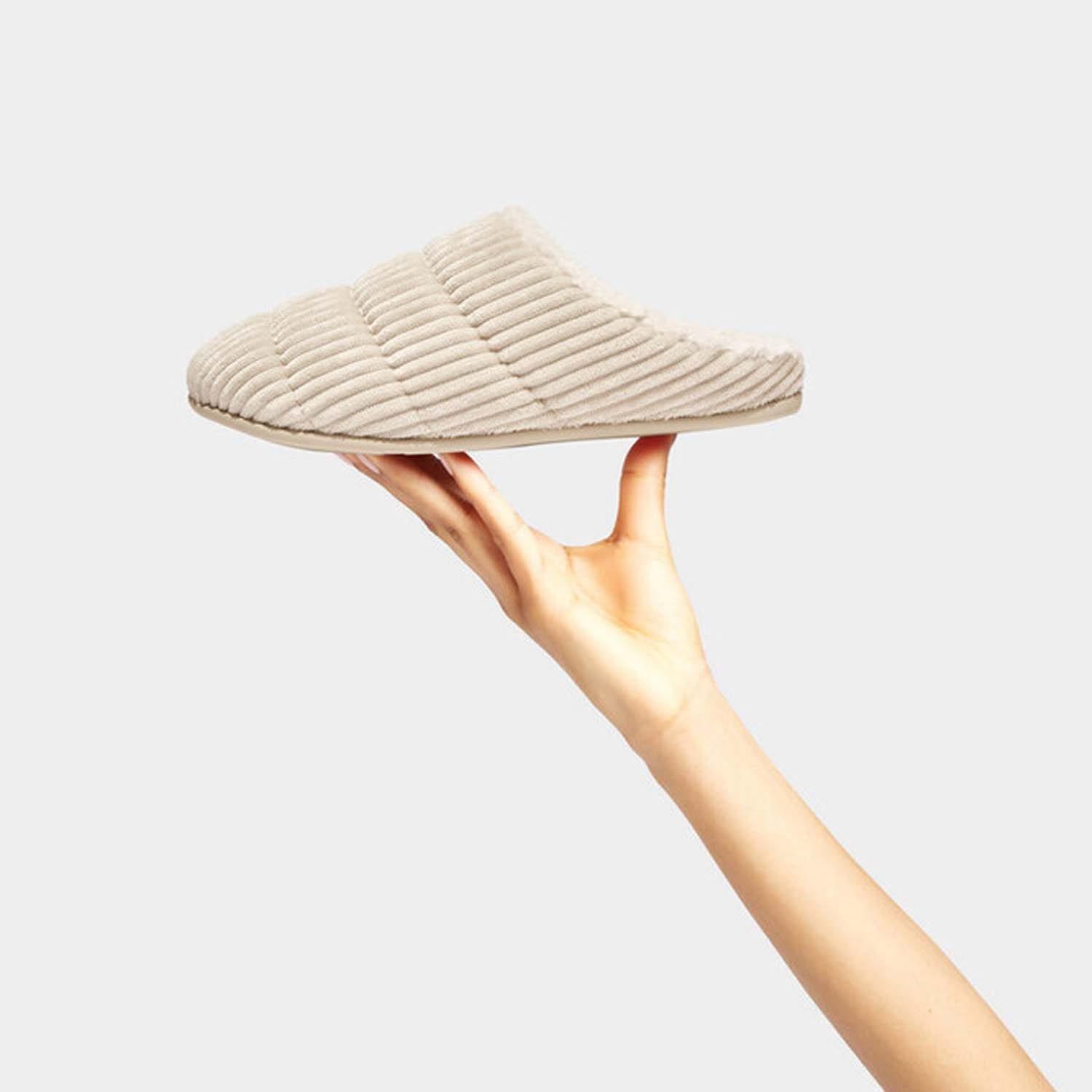 Ivory - Fitflop - Chrissie Fleece-Lined Corduroy Slippers - 6