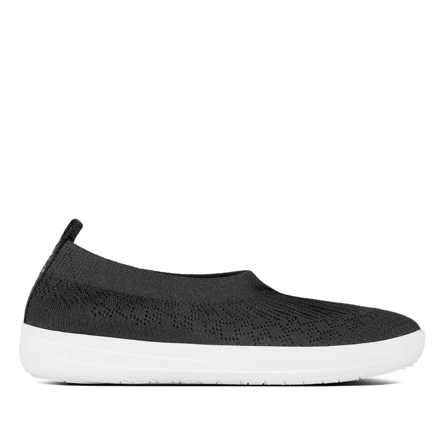 Black - FitFlop - Uberknit Slip On Ballet Pumps - 1