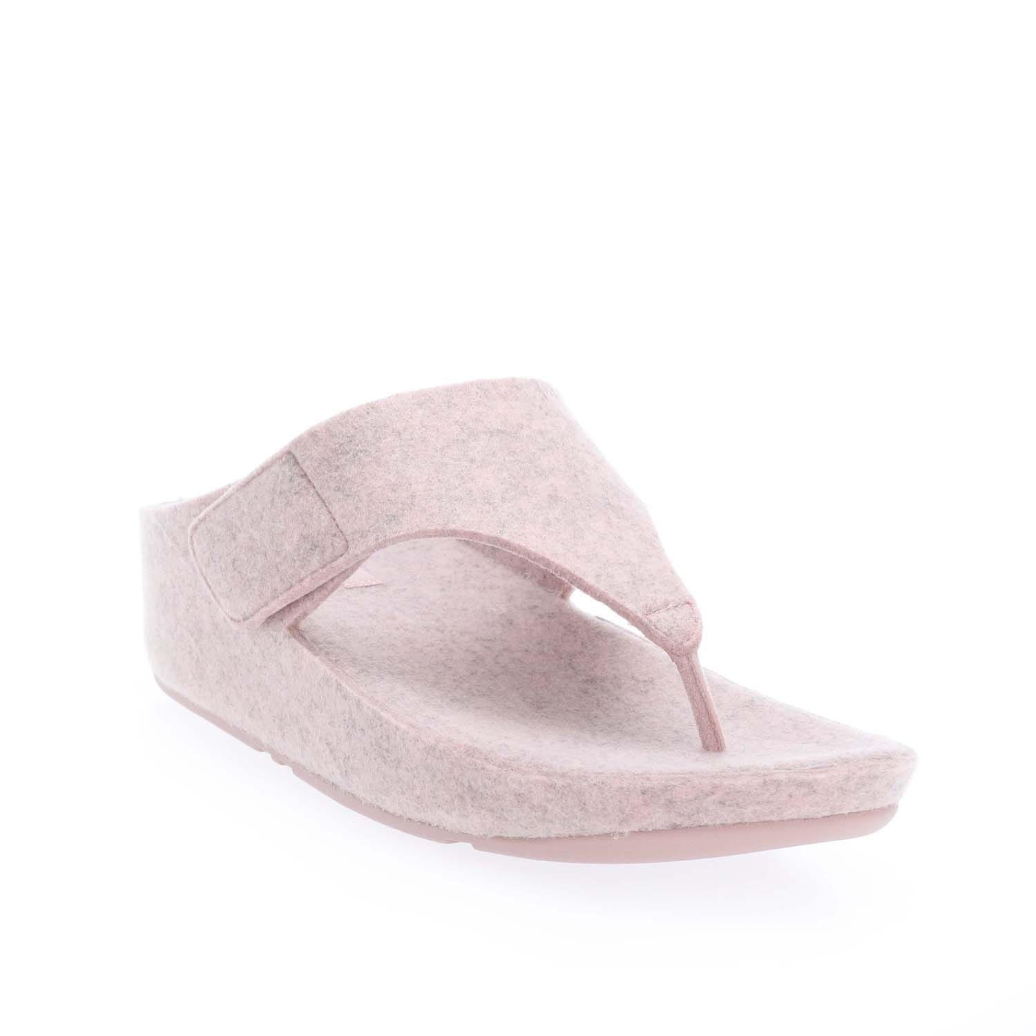 Beige - Fitflop - Shuv e01 Adjustable Felt Toe-Post Sandals - 3