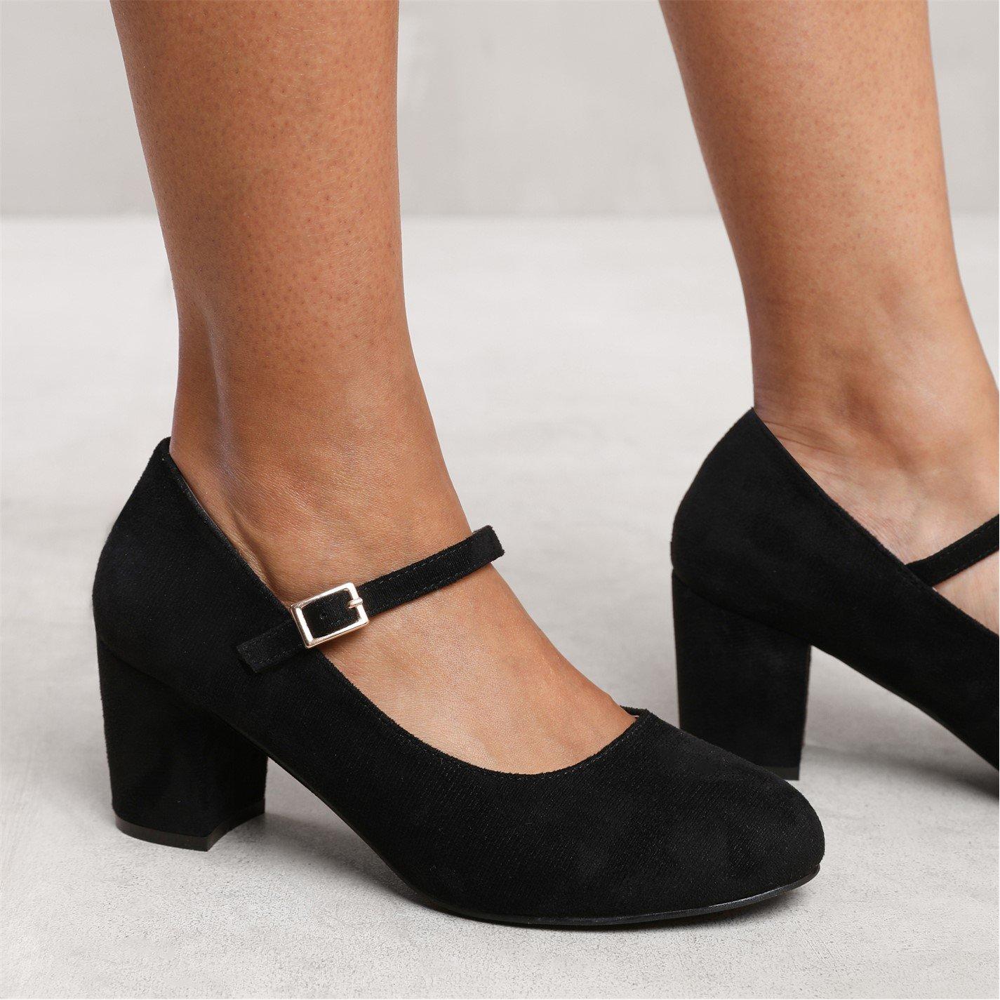 Black Suede - Wheres That From - Araceli Block Heel Pumps In Black Suede - 3