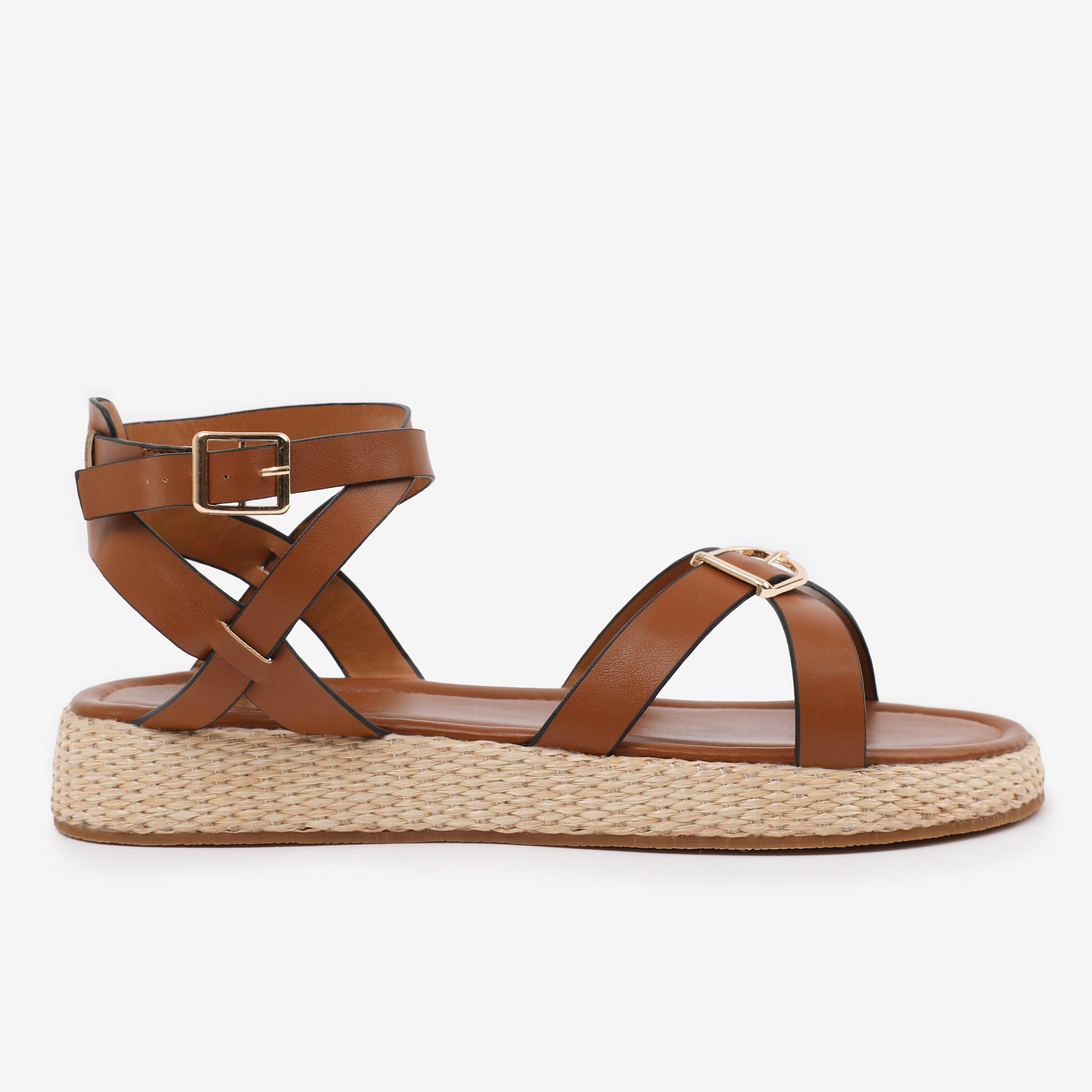 Tan - Wheres That From - Tan-PU Alora Wide-Fit Cross-Over - 1
