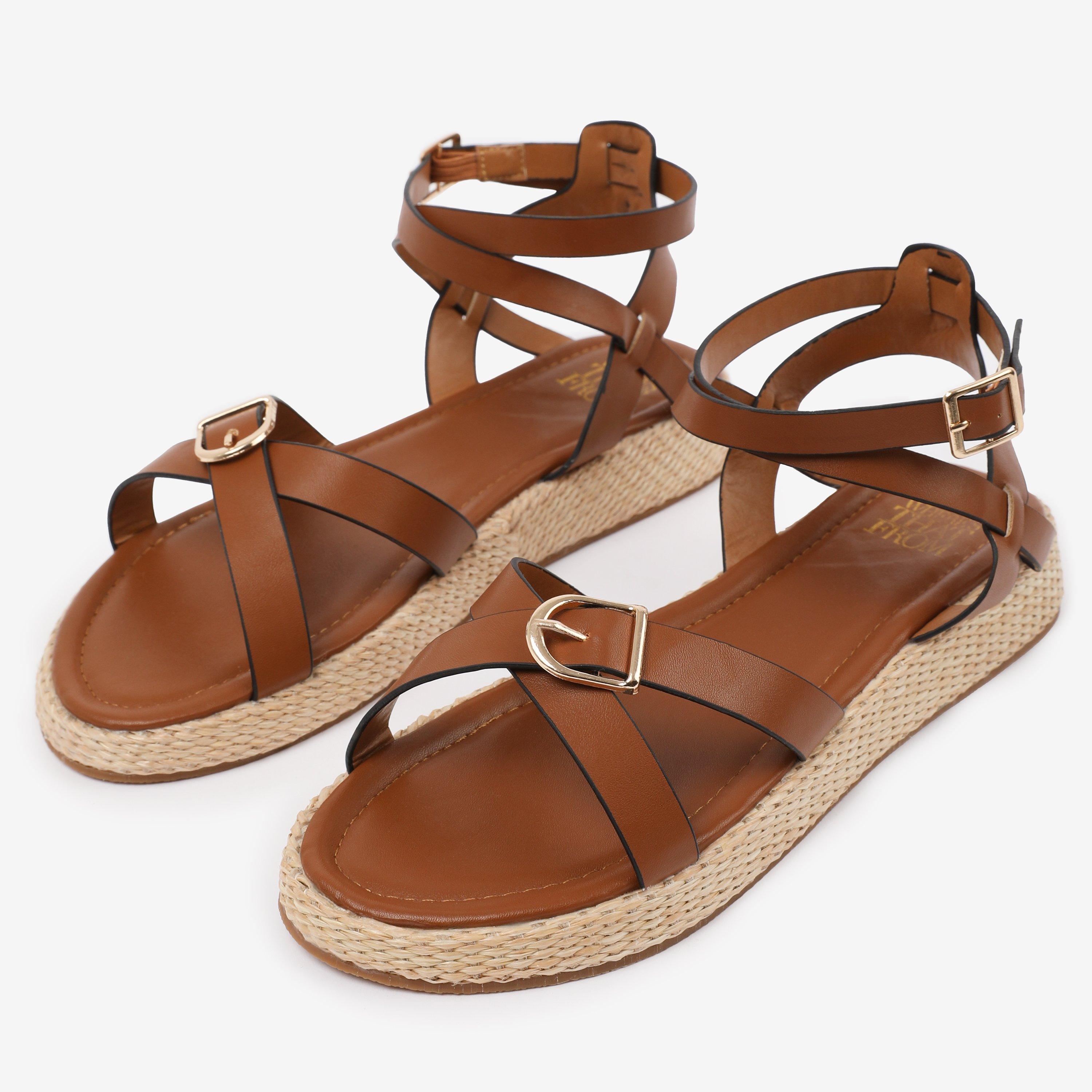 Tan - Wheres That From - Tan-PU Alora Wide-Fit Cross-Over - 3