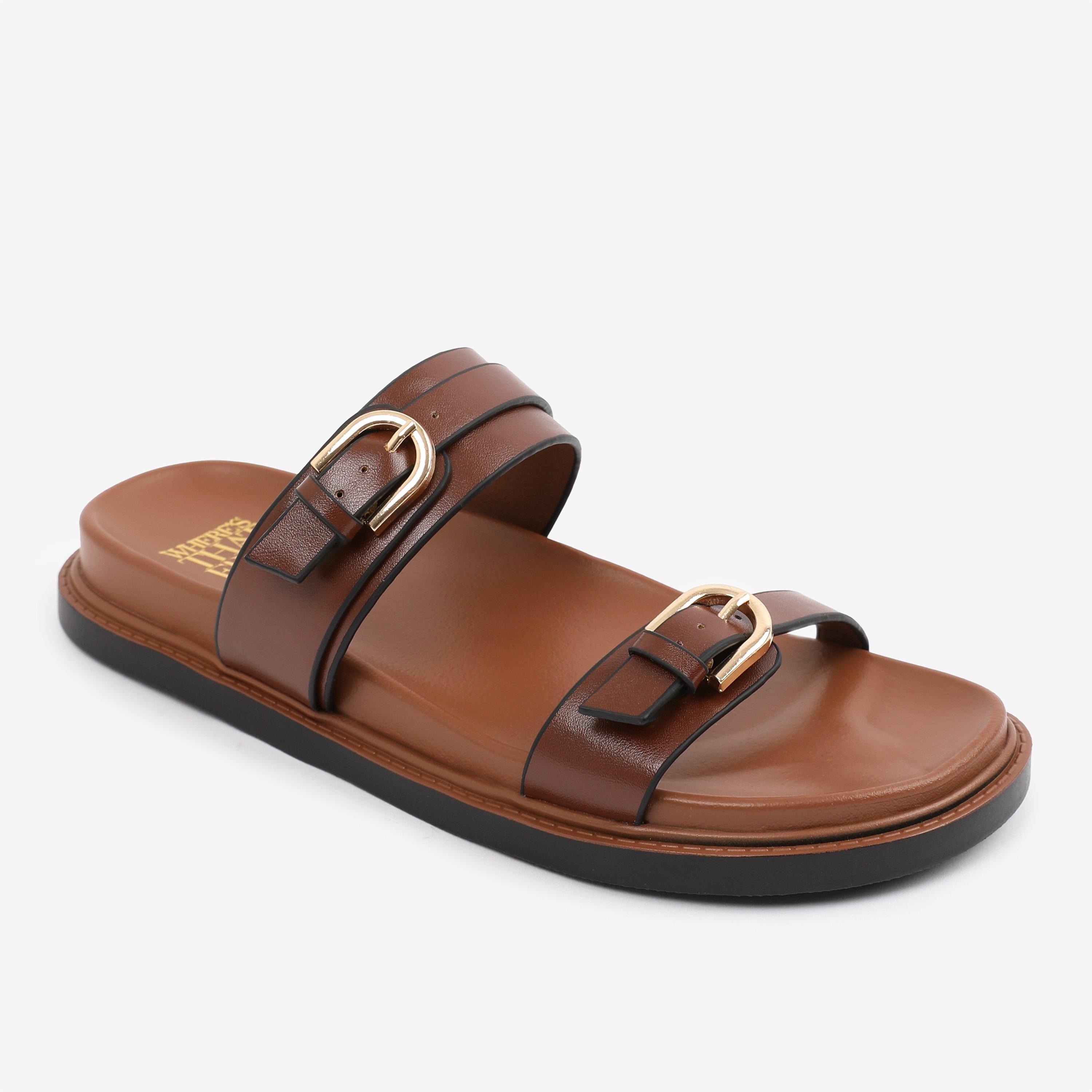 Tan - Wheres That From - TanPU Abrina Flatform Sandal Wit - 3