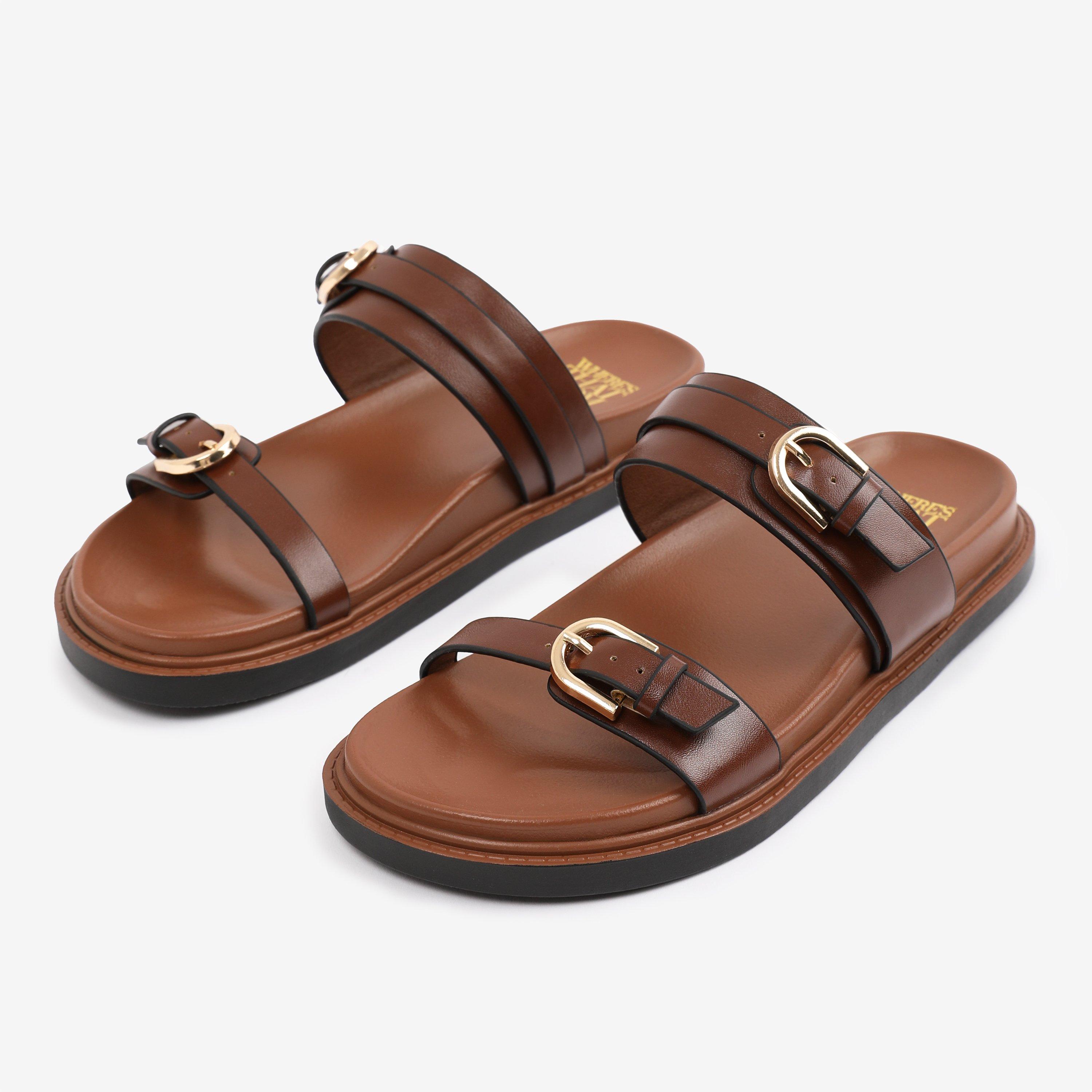 Tan - Wheres That From - TanPU Abrina Flatform Sandal Wit - 4