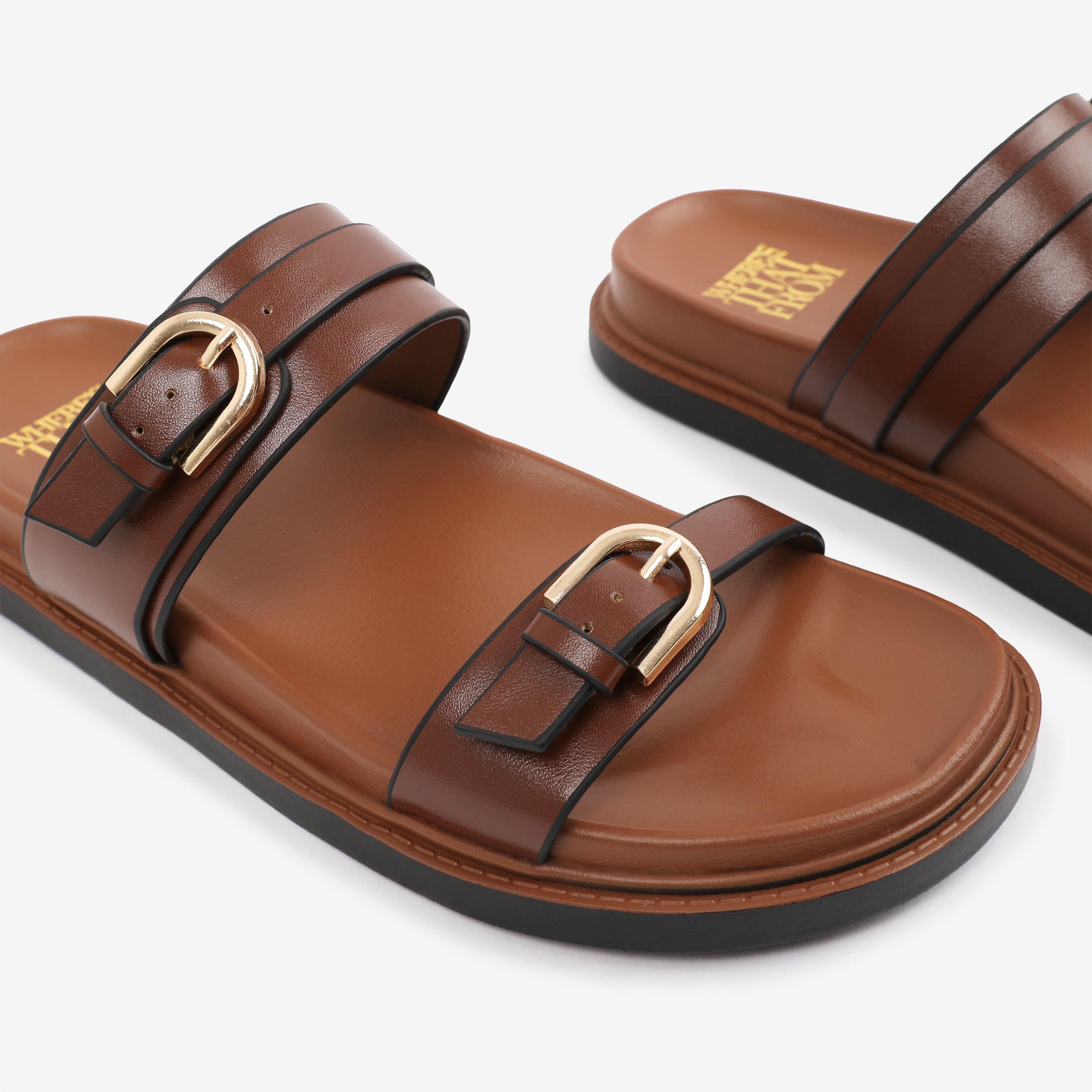 Tan - Wheres That From - TanPU Abrina Flatform Sandal Wit - 5