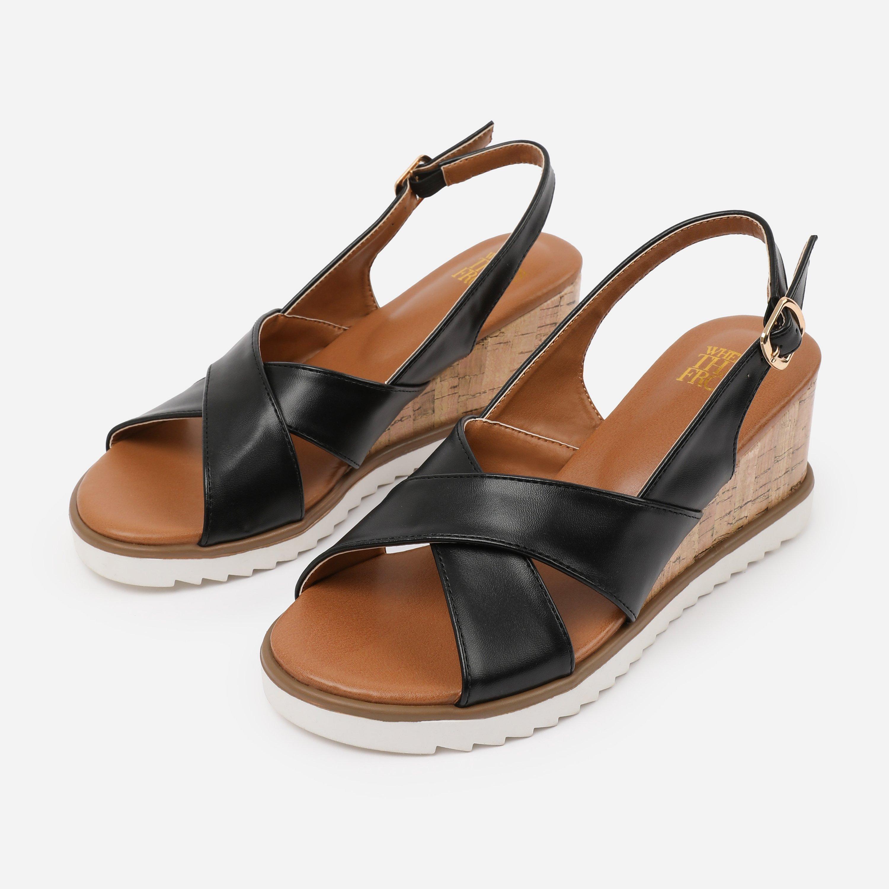 Black - Wheres That From - Black PU Qween Wedge Shoes - 3