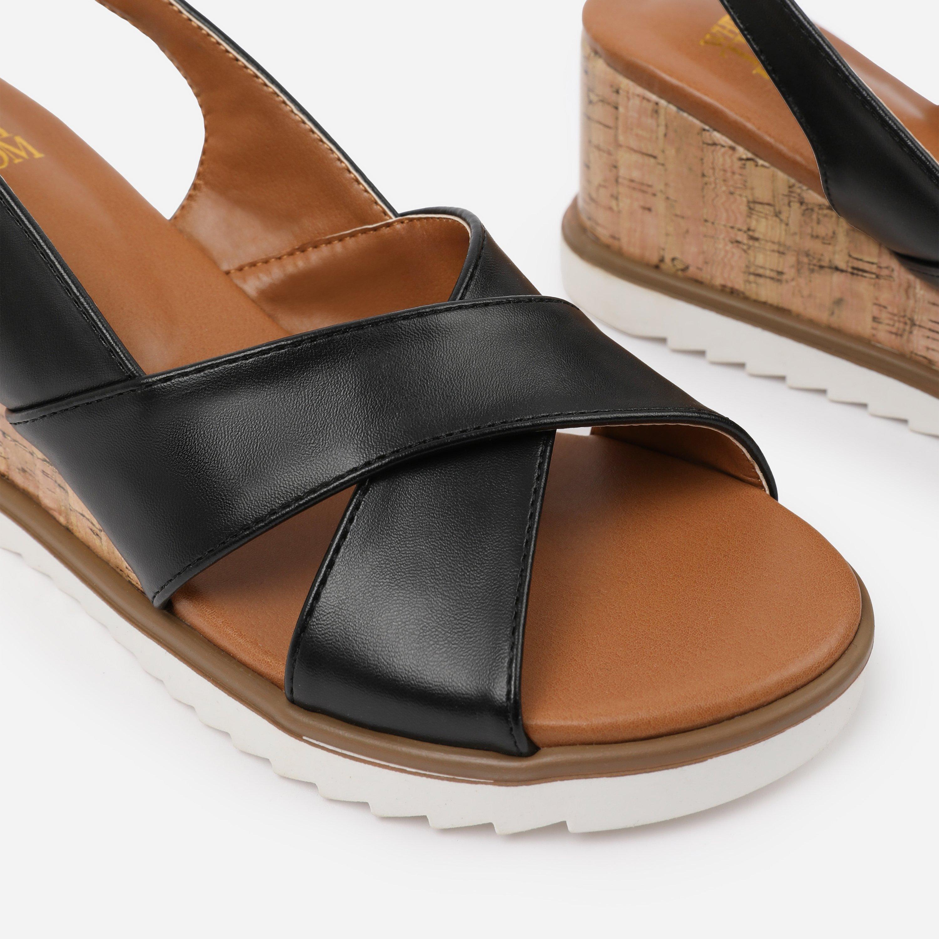 Black - Wheres That From - Black PU Qween Wedge Shoes - 4