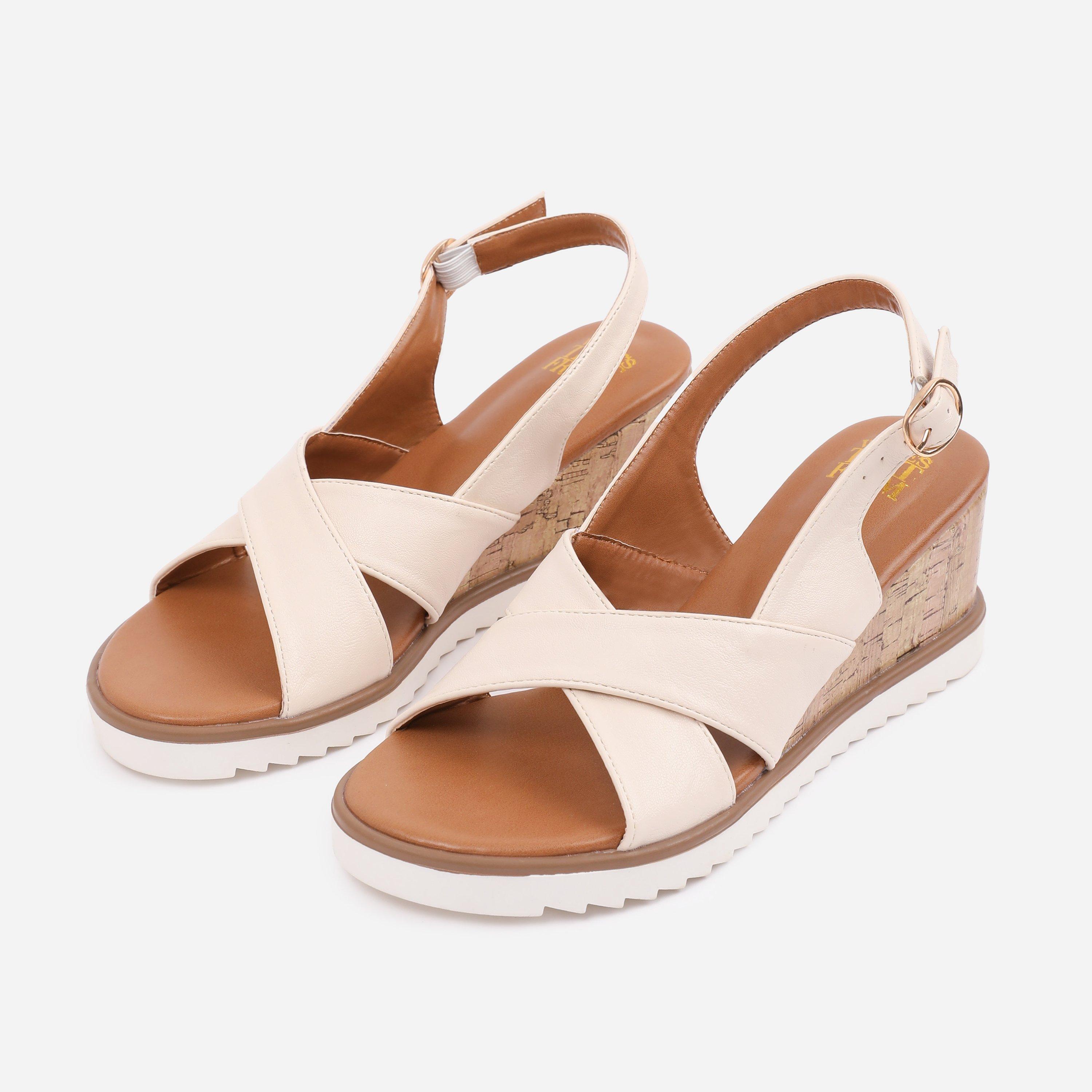 Cream - Wheres That From - Cream PU Qween Wedge Shoes - 3