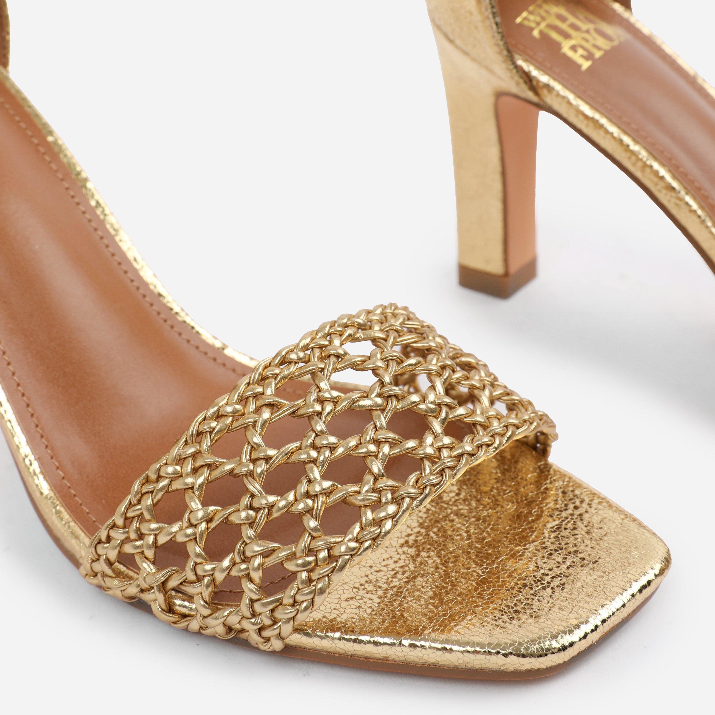 Gold - Wheres That From - Gold PU Naia Wide-Fit Strappy Block Heel - 4
