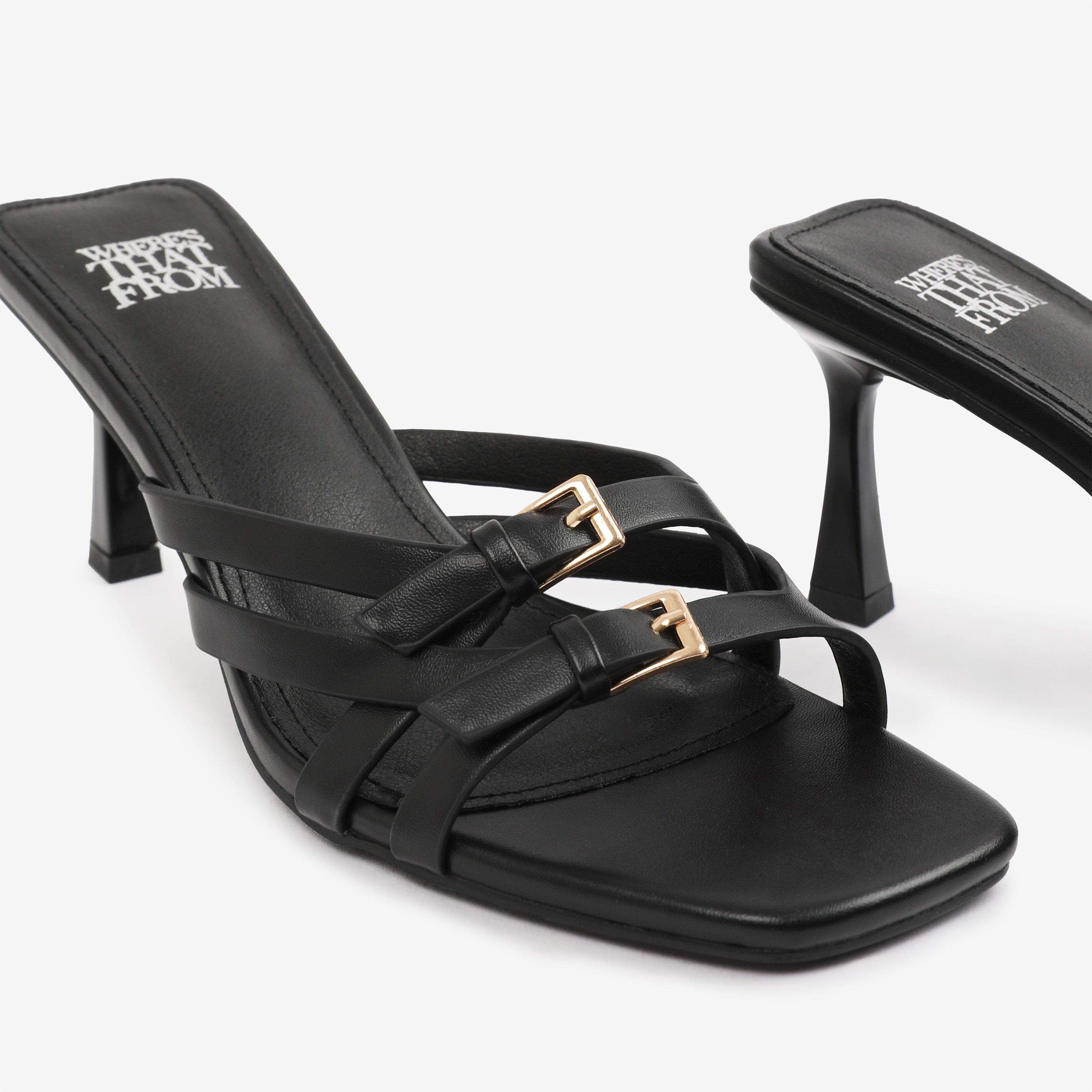Black - Wheres That From - BlackPU Ariela Cross-Over Buckle Details Strap Hee - 5