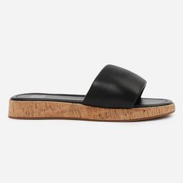 Wheres That From Black PU Julia Wide-Fit Flatform Sliders Sandal