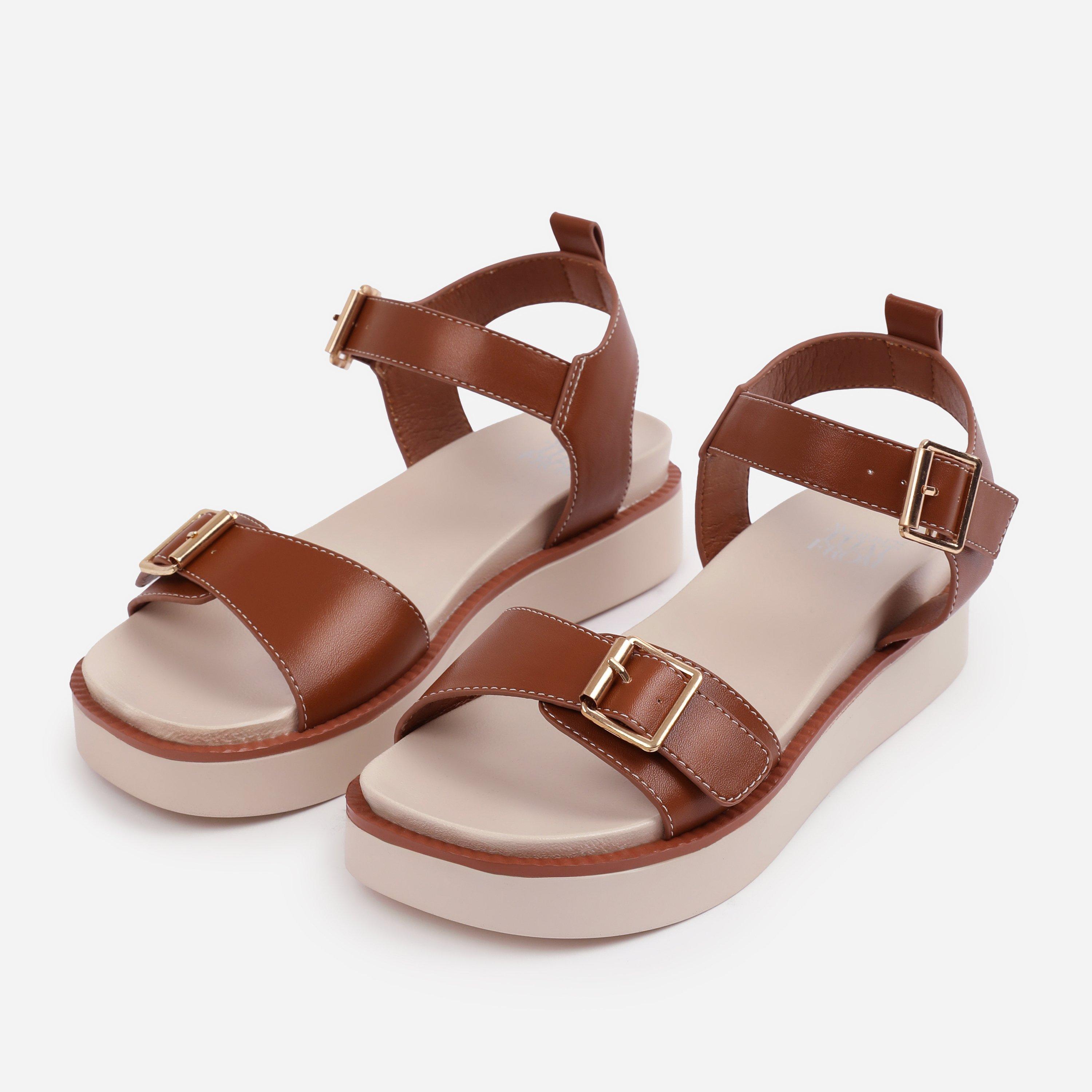 Tan - Wheres That From - Wheres That From TanPU Isabel Double-Buckle-Strap - 3