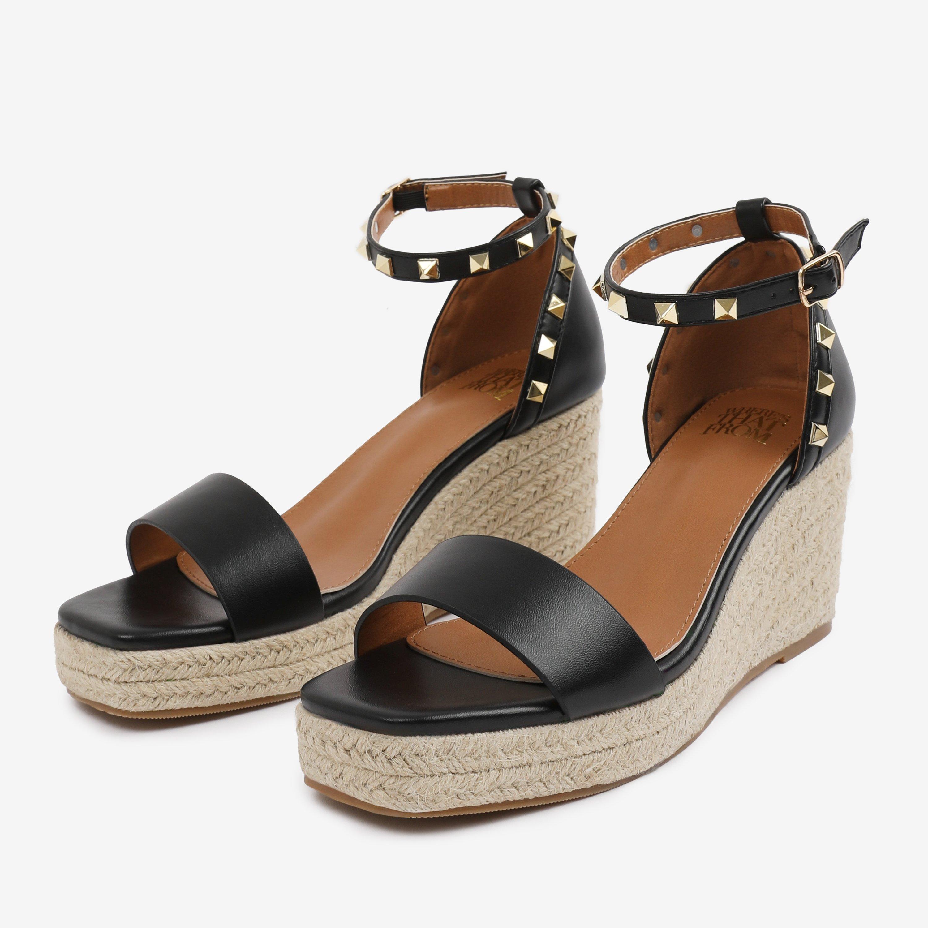 Black - Wheres That From - BlackPU Presley wide-fit Wedge Sandals With Gladia - 4
